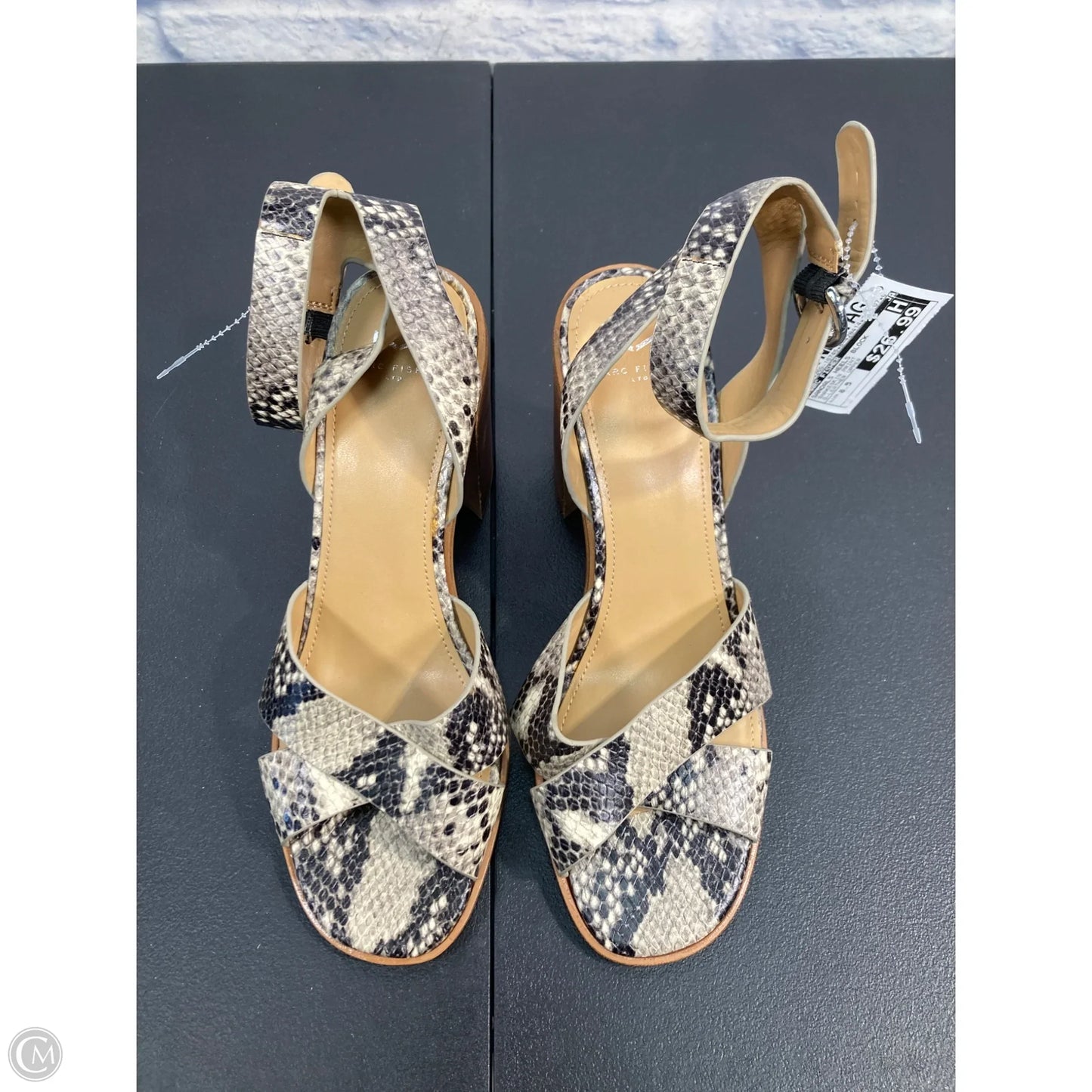Sandals Heels Block By Marc Fisher In Snakeskin Print, Size: 8.5