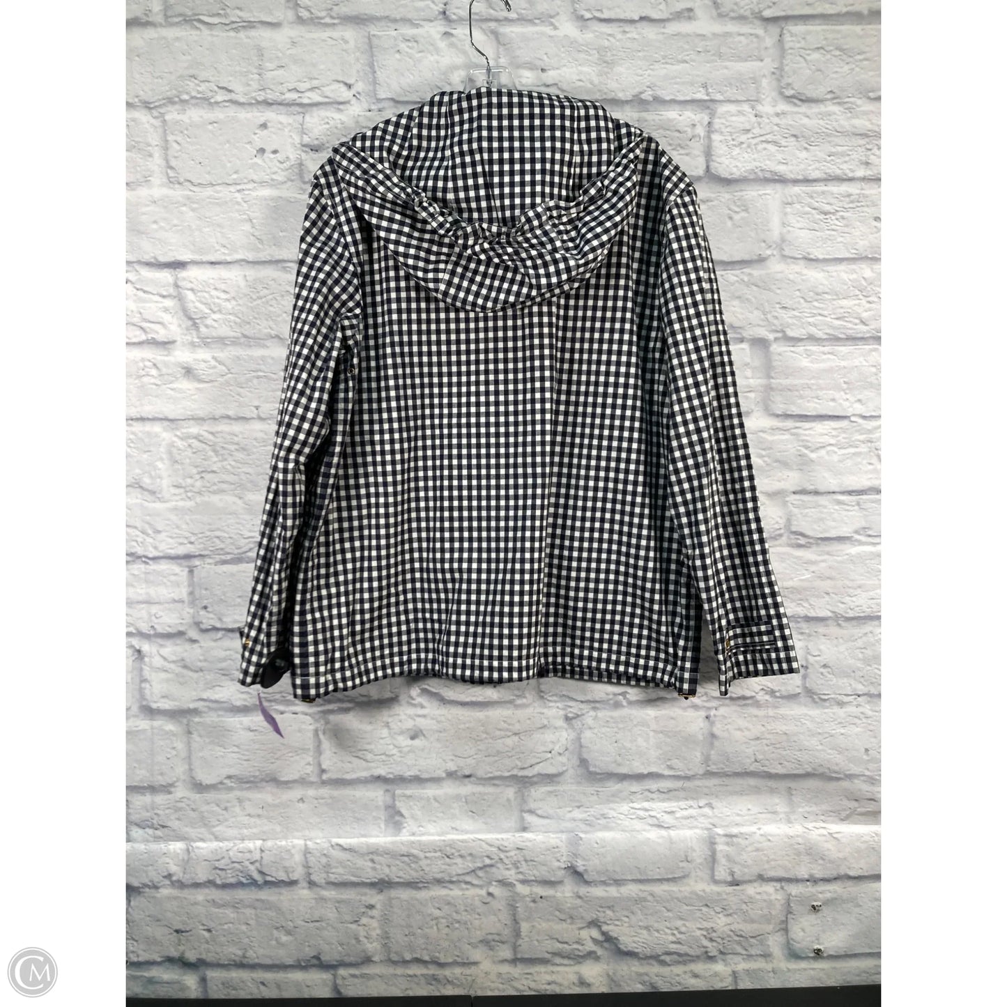 Coat Raincoat By Lauren By Ralph Lauren In Blue & White, Size: L