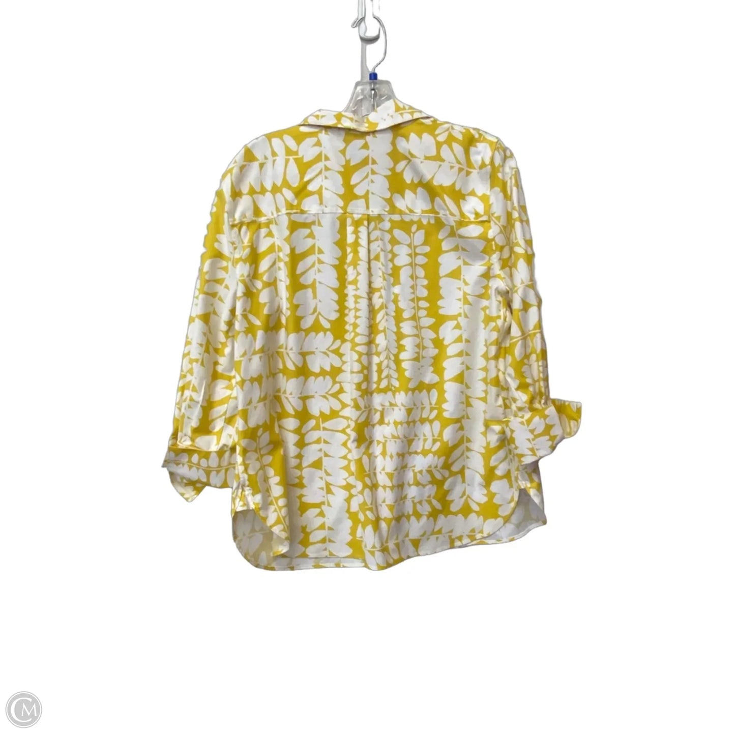 Top Long Sleeve By Chicos In White & Yellow, Size: 2