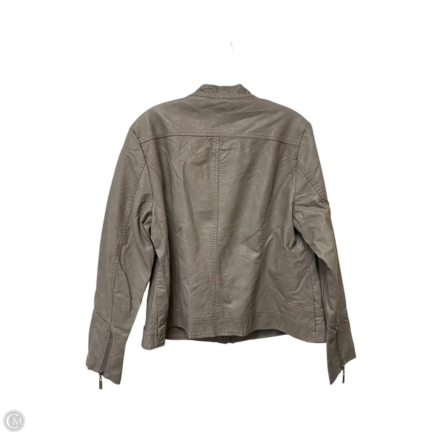 Jacket Moto By Apt 9 In Grey, Size: Xxl