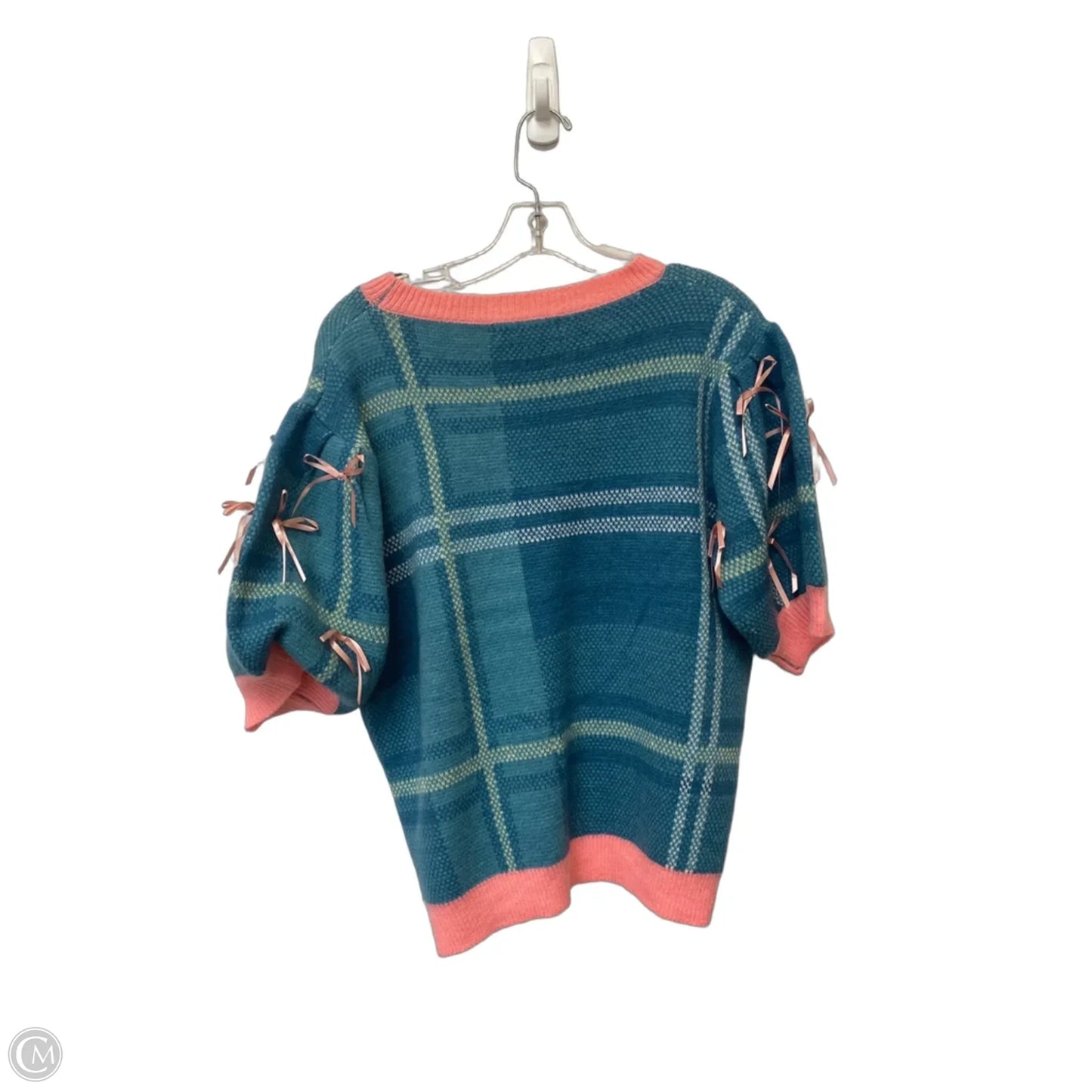 Sweater Short Sleeve By Clothes Mentor In Plaid Pattern, Size: L