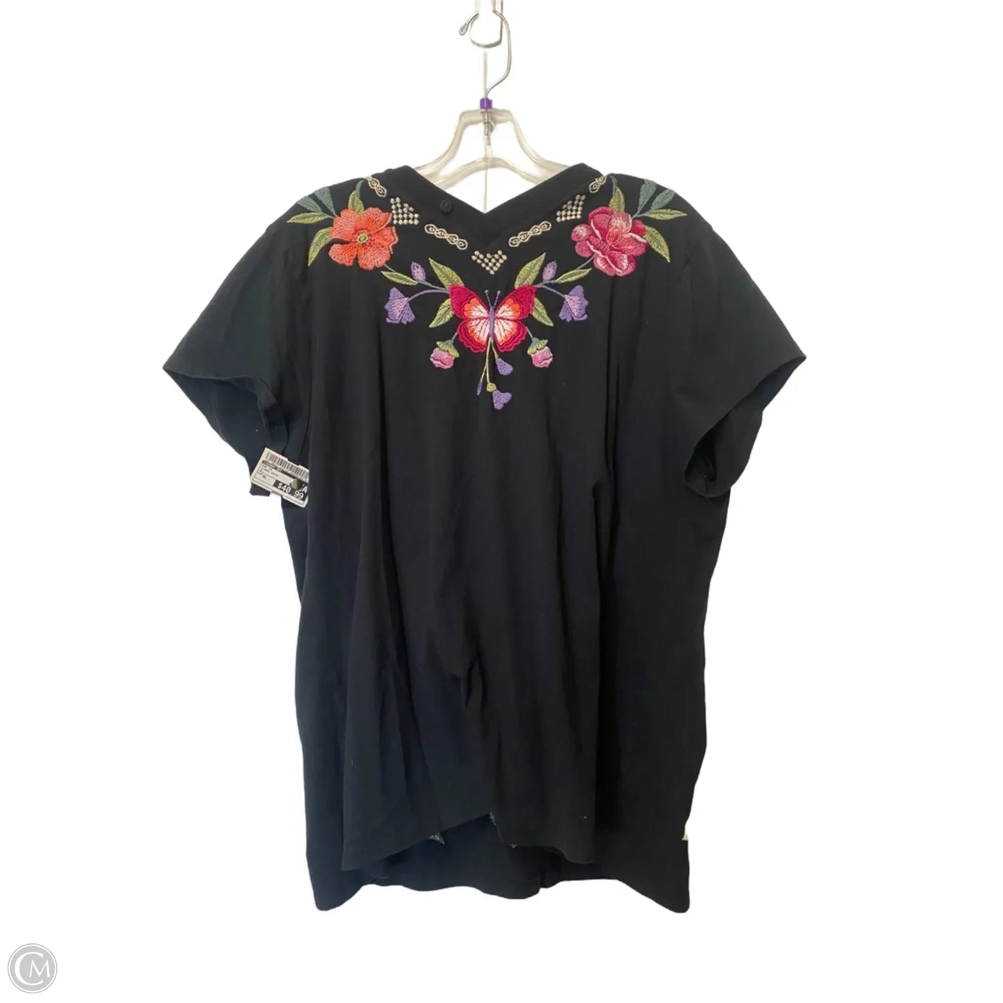 Top Short Sleeve By Johnny Was In Floral Print, Size: Xl