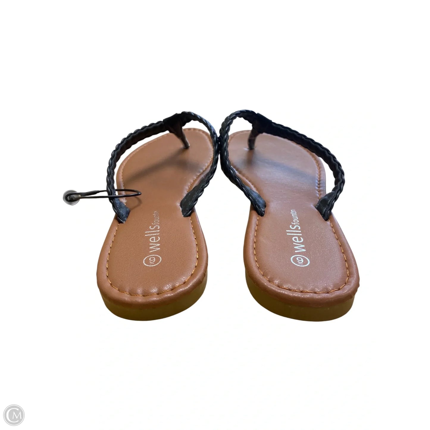 Sandals Flip Flops By Clothes Mentor In Black & Brown, Size: 9
