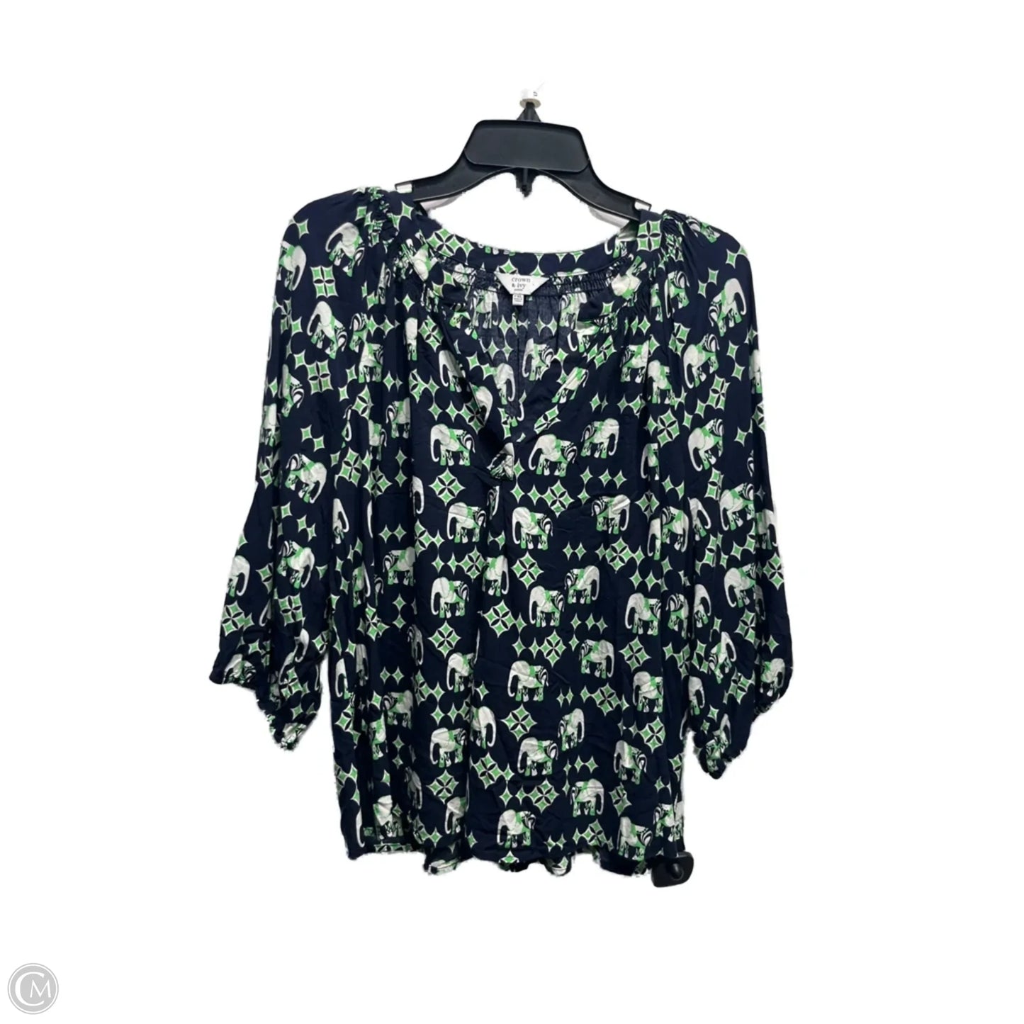 Top Long Sleeve By Crown And Ivy In Blue & Green, Size: Xl