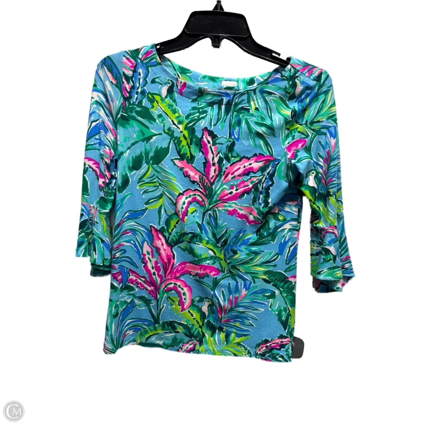 Top Long Sleeve Designer By Lilly Pulitzer In Green & Pink, Size: Xxs