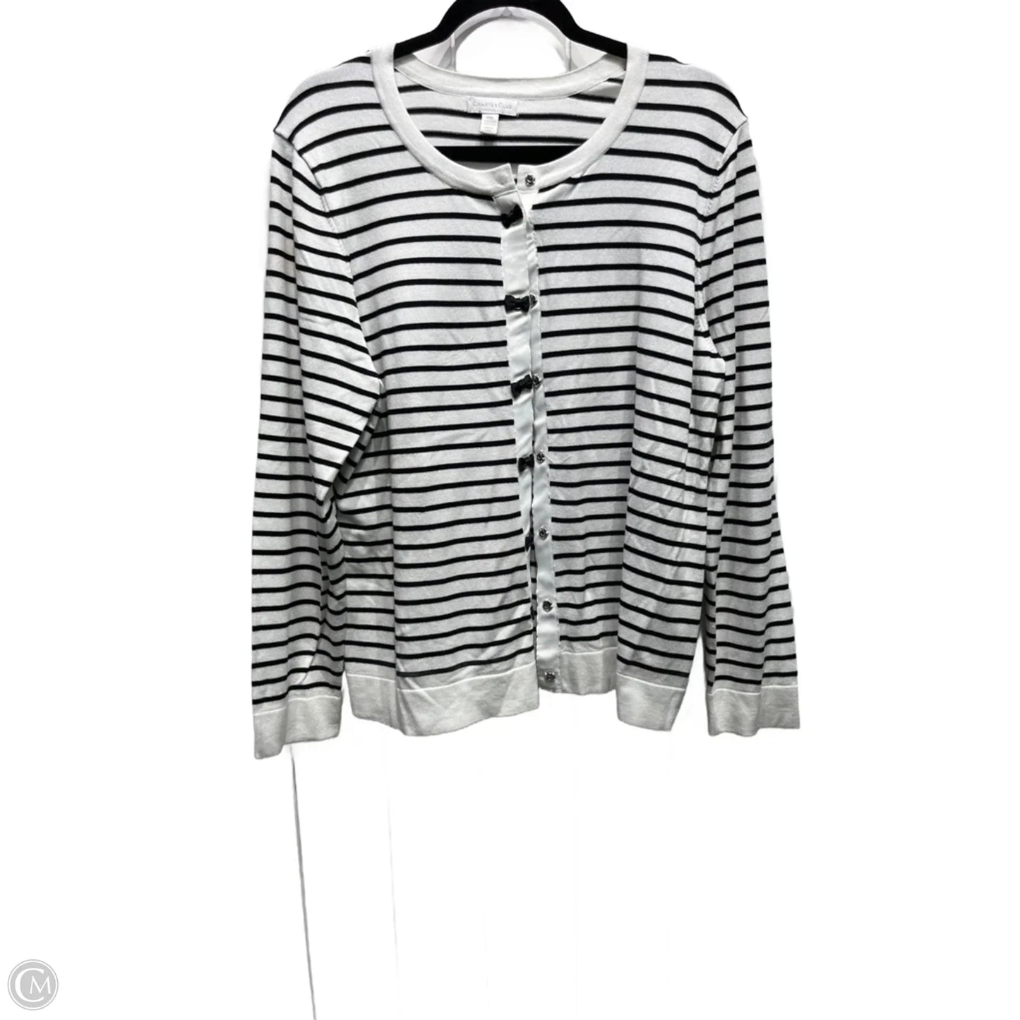 Sweater Cardigan By Charter Club In Black & White, Size: Xxl
