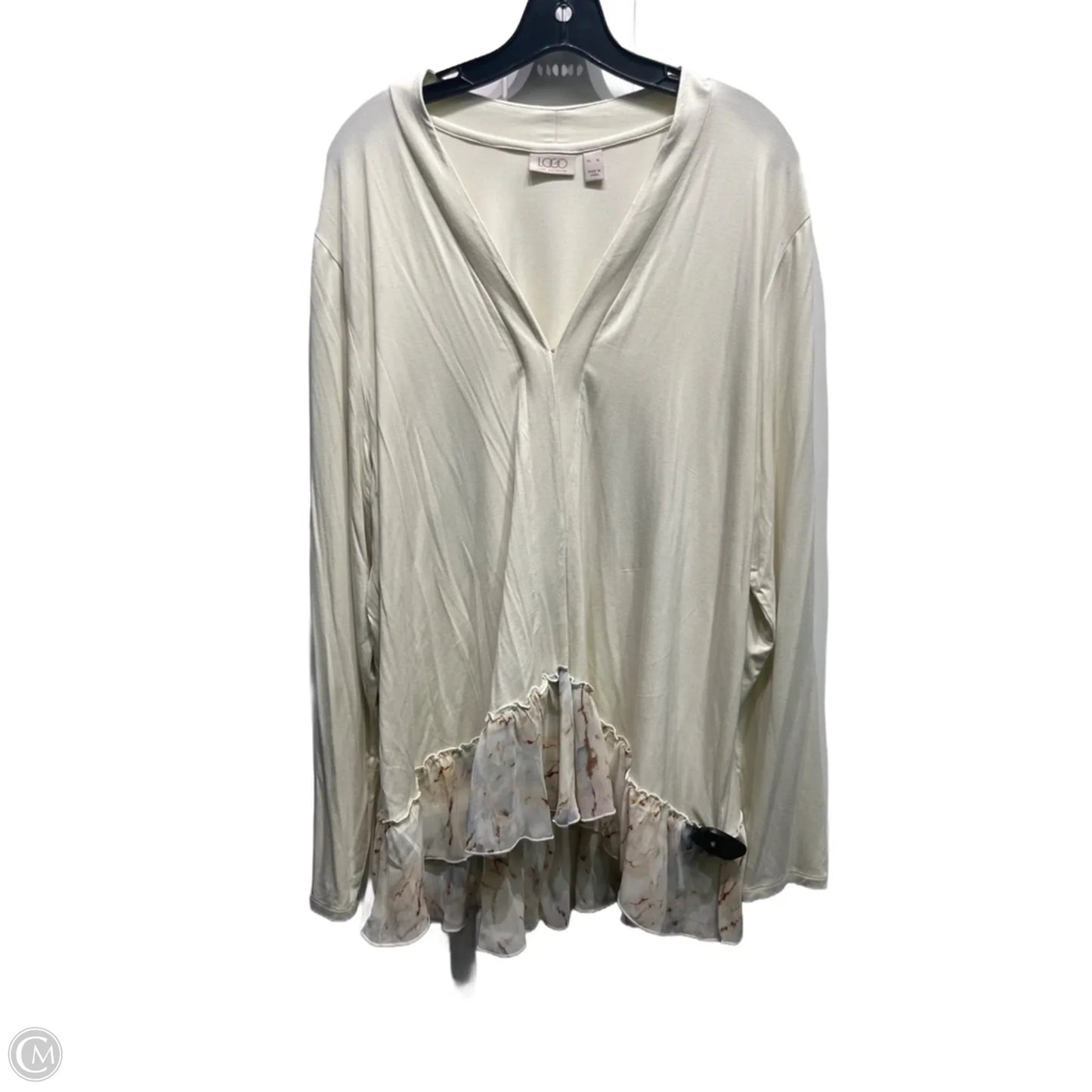 Top Long Sleeve By Logo In Cream, Size: Xl
