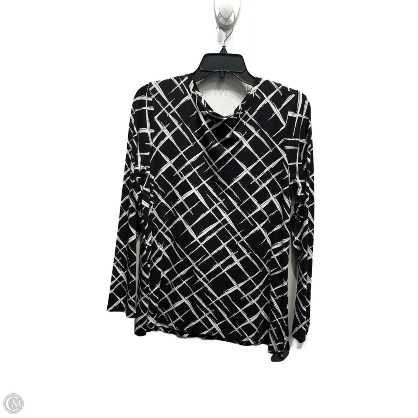 Top Long Sleeve By Chicos In Black & White, Size: L