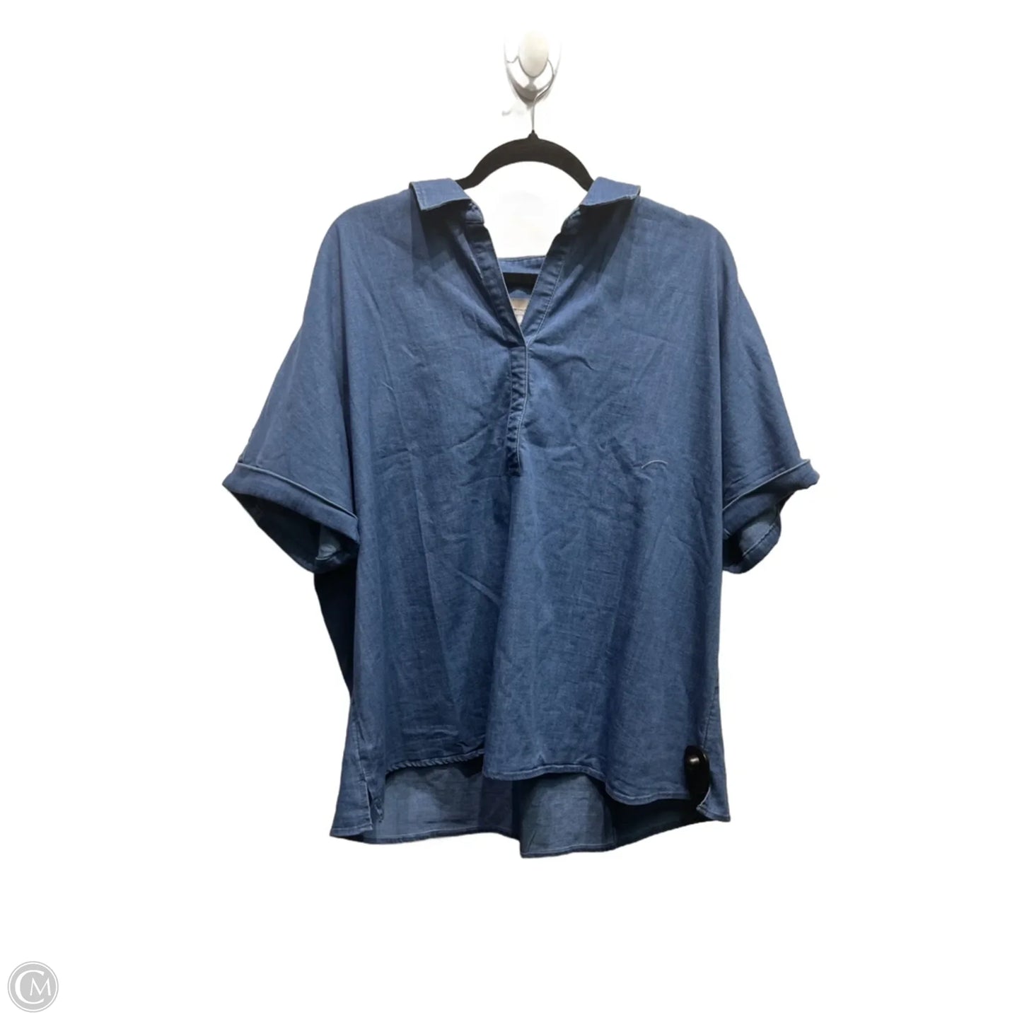 Top Short Sleeve By Chicos In Blue Denim, Size: 1x