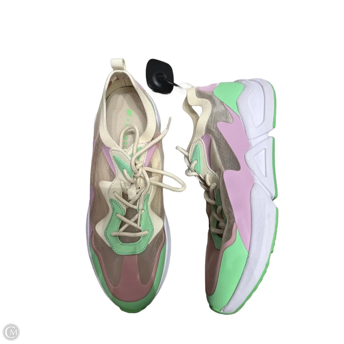Shoes Athletic By Fabletics In Cream & Green, Size: 8.5