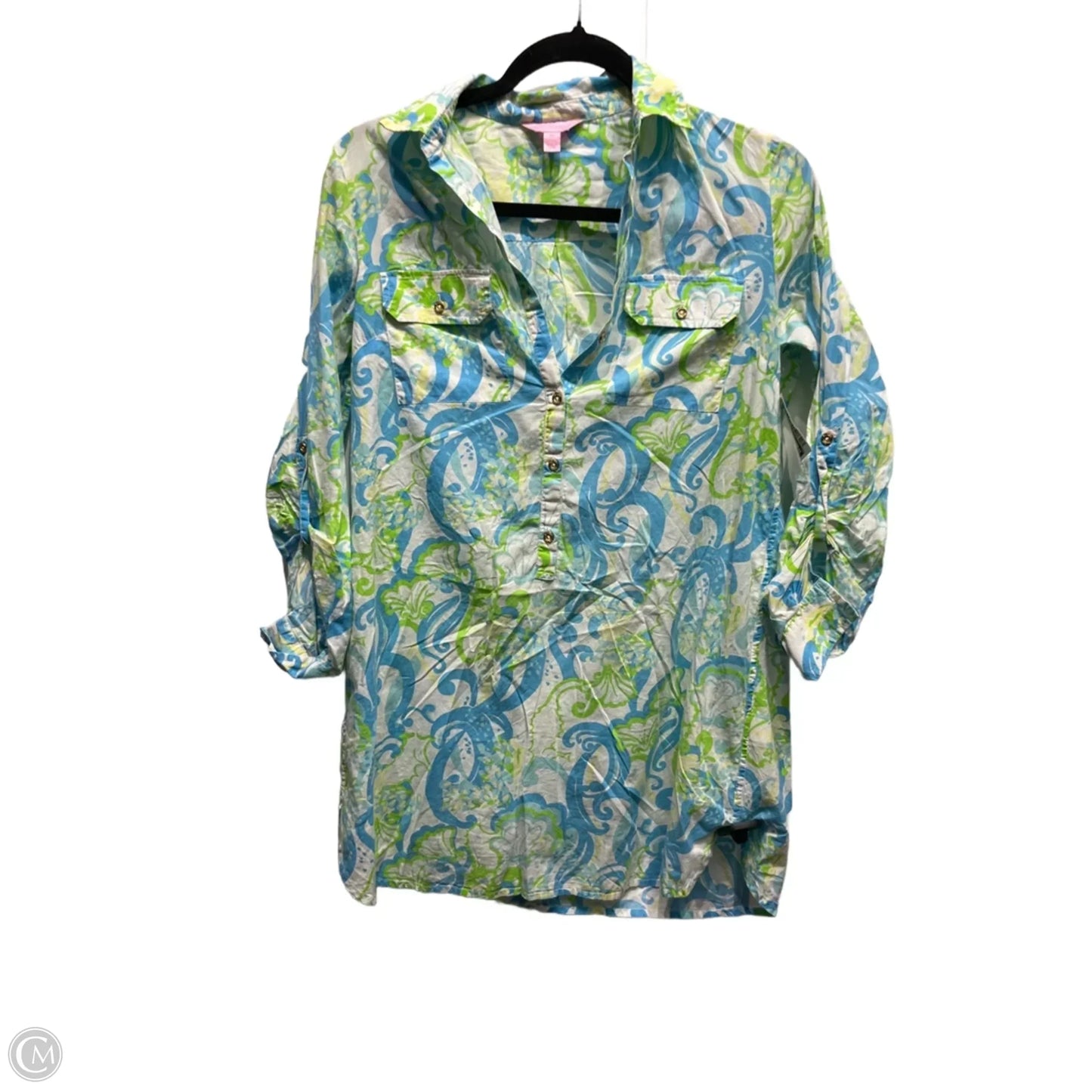 Top Long Sleeve Designer By Lilly Pulitzer In Blue & Green, Size: Xs