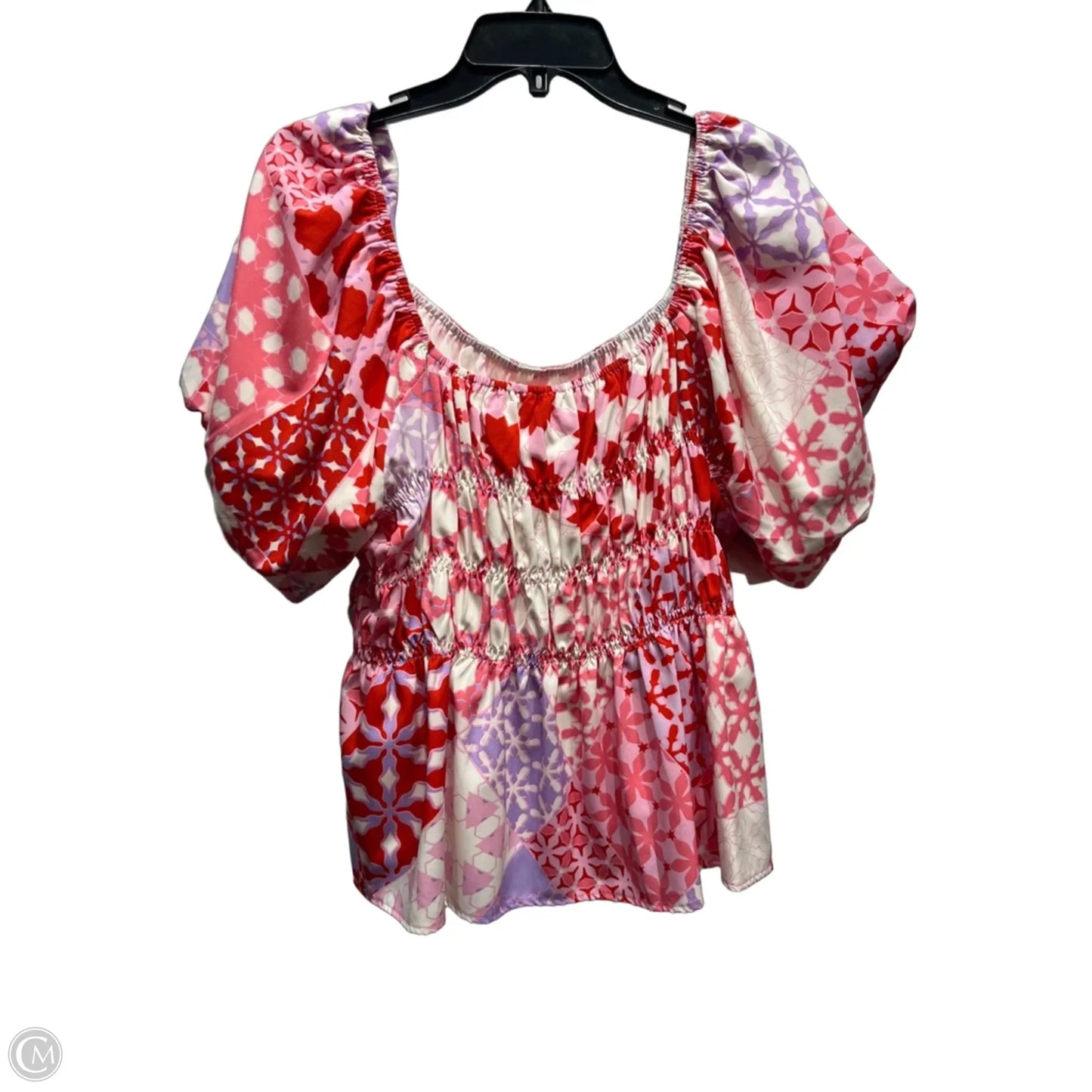 Blouse Short Sleeve By Joy Joy In Purple & Red, Size: L