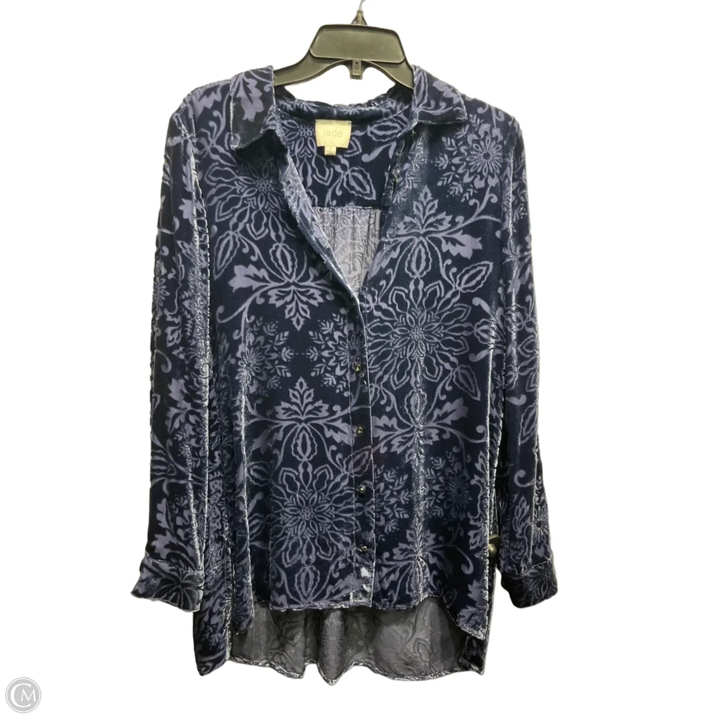 Blouse Long Sleeve By Johnny Was In Navy, Size: S