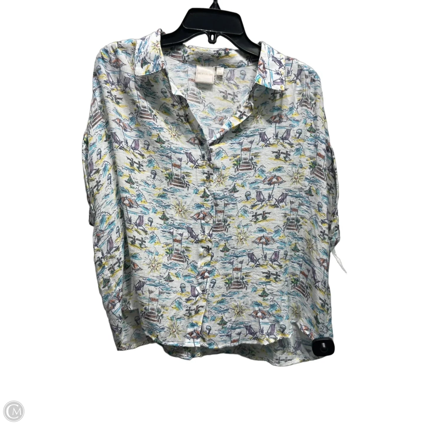 Top Short Sleeve By Zac And Rachel In Blue & Yellow, Size: L