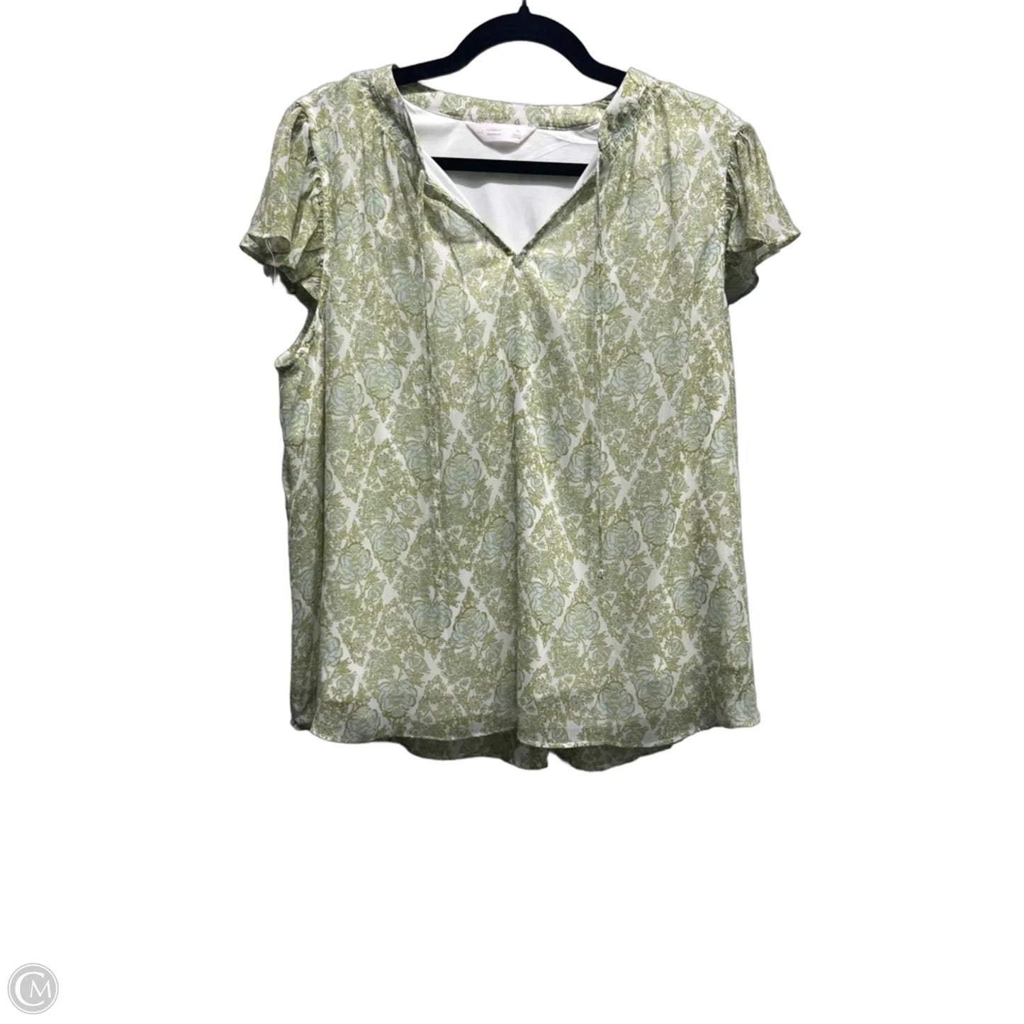 Top Short Sleeve By Lc Lauren Conrad In Green & White, Size: Xl