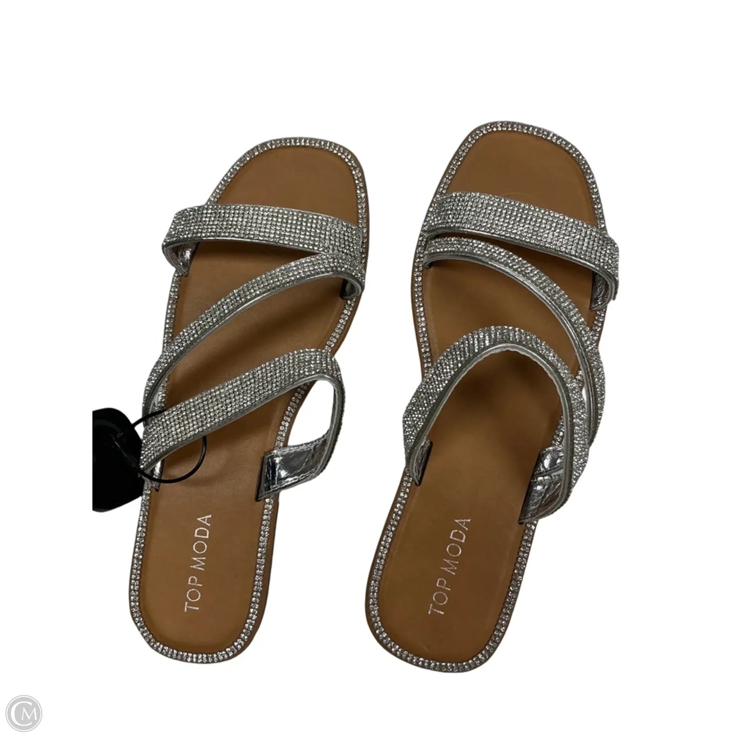 Sandals Flats By Top Moda In Silver, Size: 9