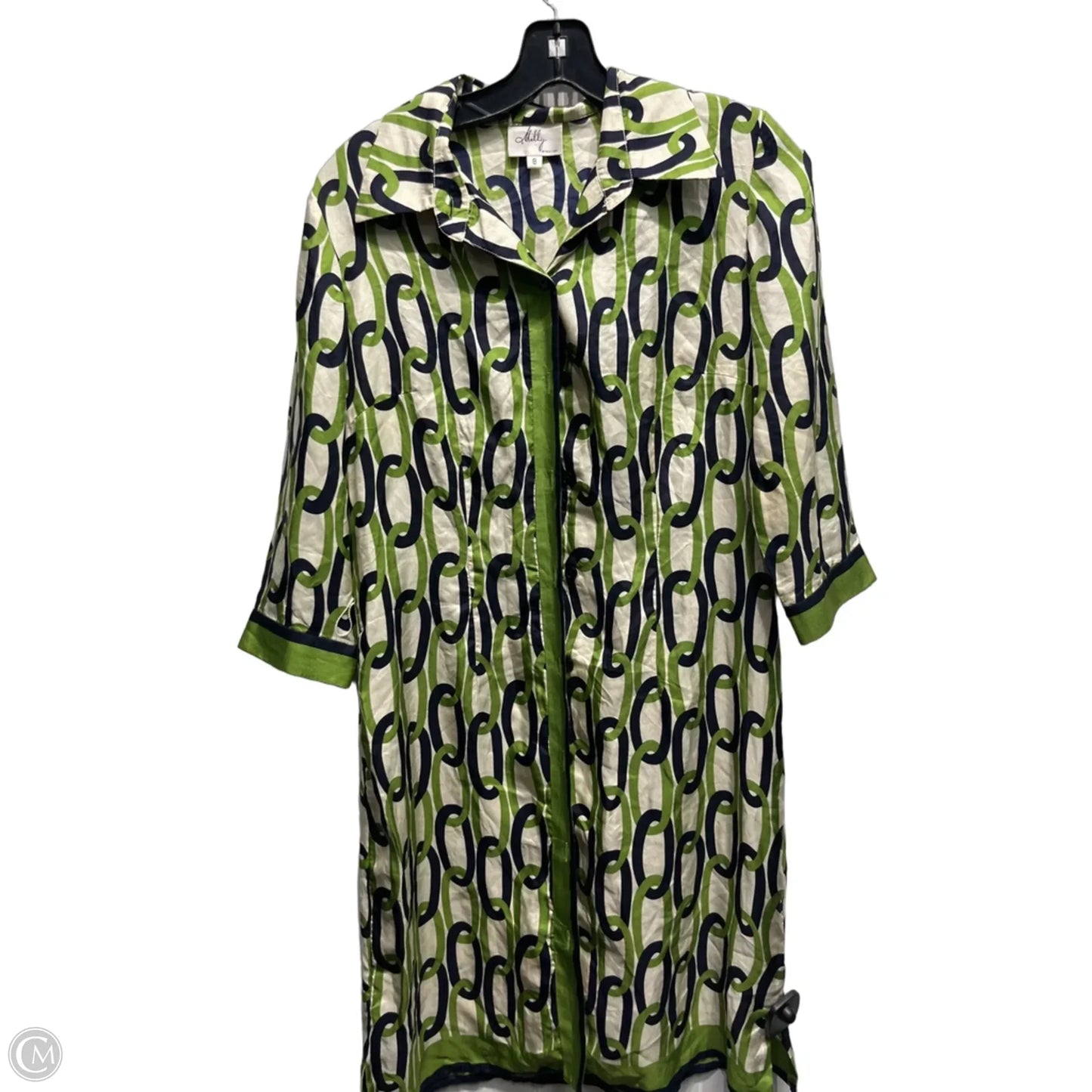 Dress Designer By Milly In Cream & Green, Size: 8