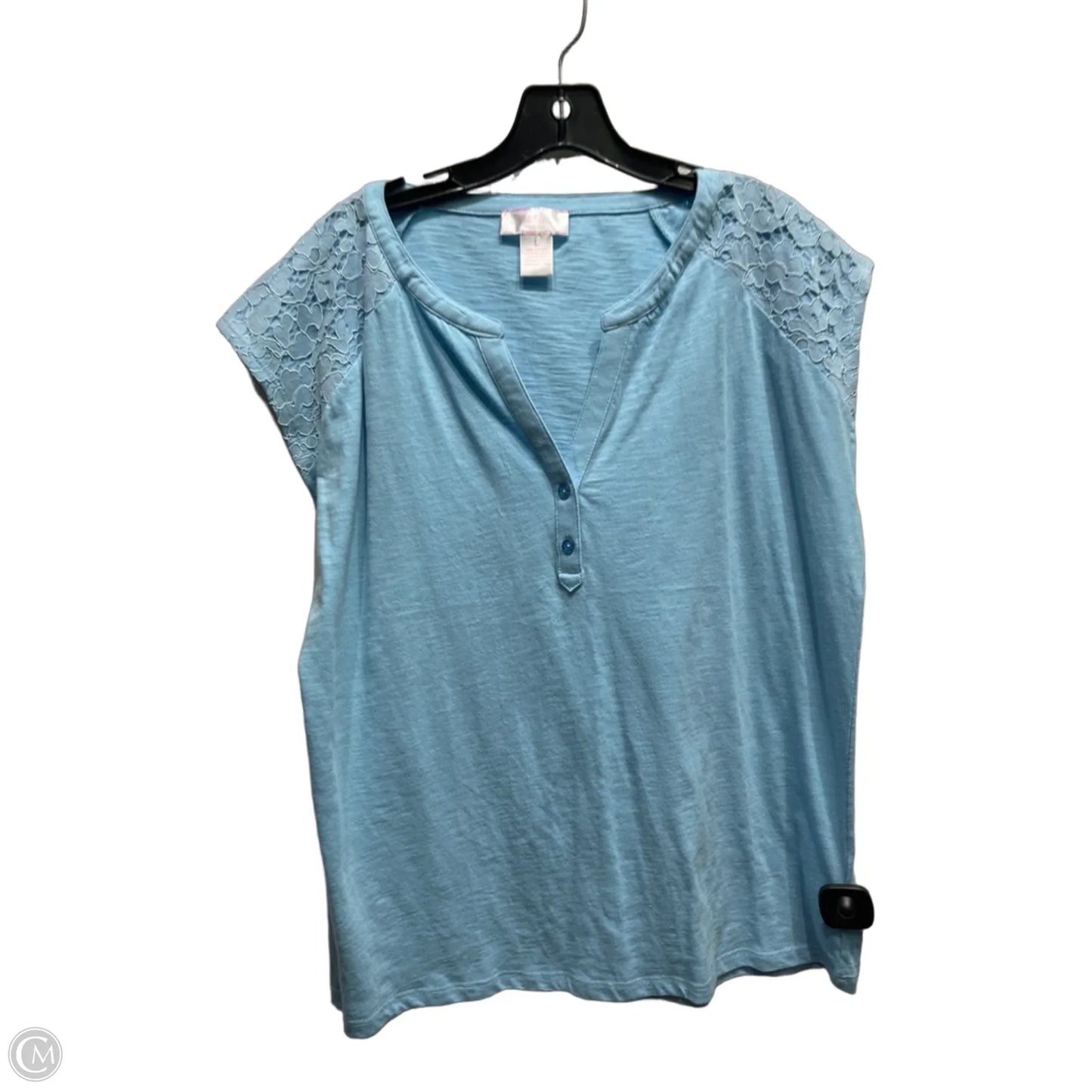 Top Short Sleeve By Stella Parker In Blue, Size: L