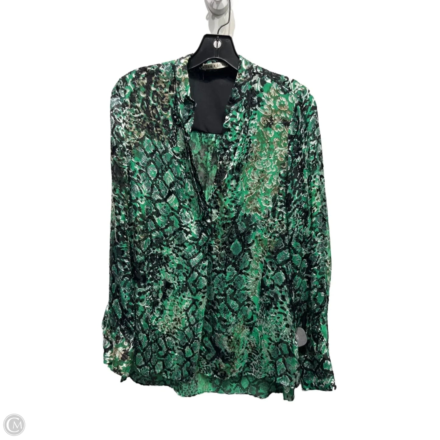 Top Long Sleeve Designer By Alice + Olivia In Green, Size: S