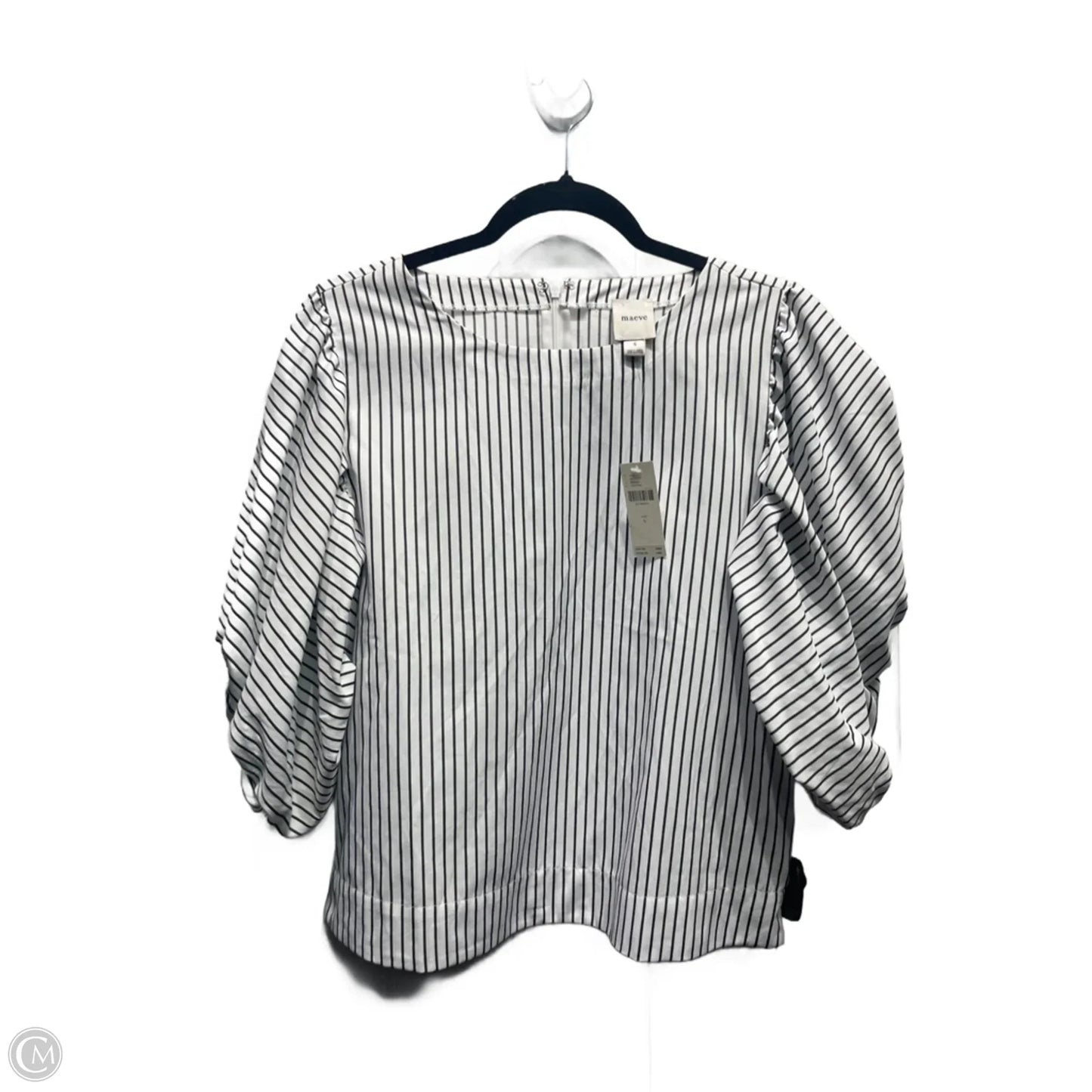 Blouse Short Sleeve By Maeve In Black & White, Size: S