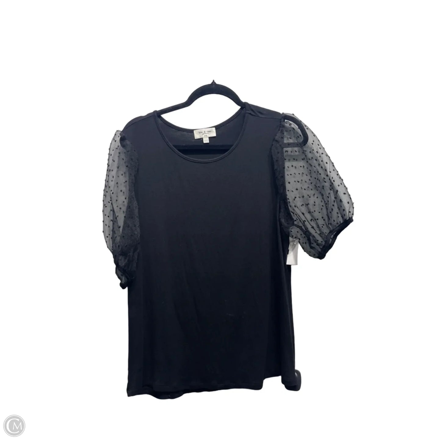 Top Short Sleeve By Kim & Cami In Black, Size: L