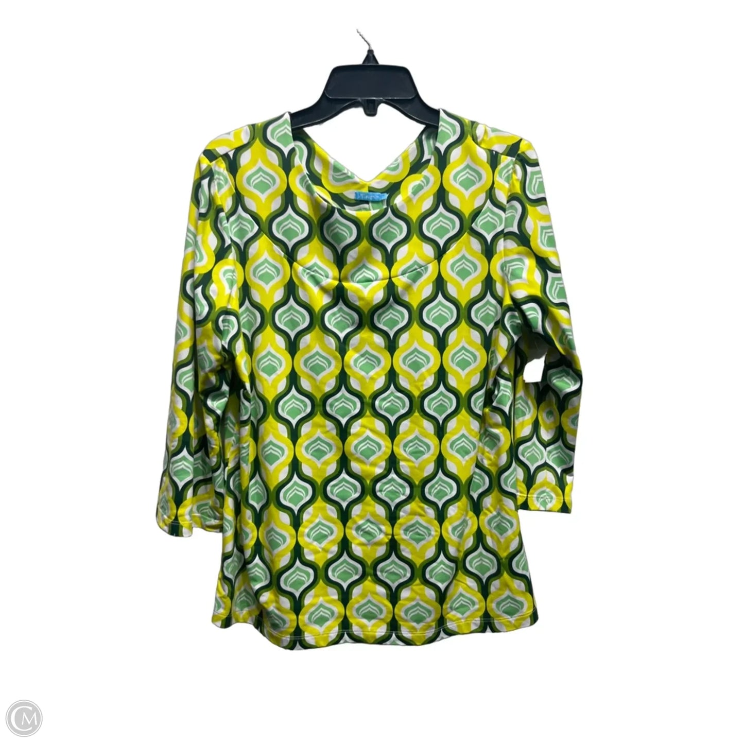 Top Long Sleeve By J Mclaughlin In Green & Yellow, Size: L