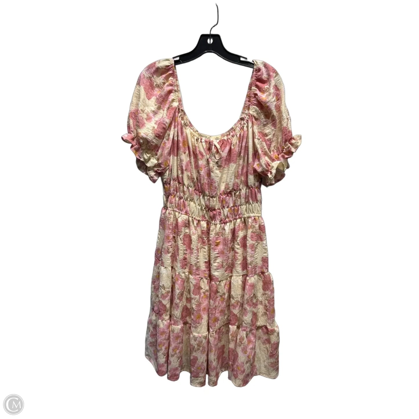 Dress Casual Short By Liberty Love In Cream & Pink, Size: 2x
