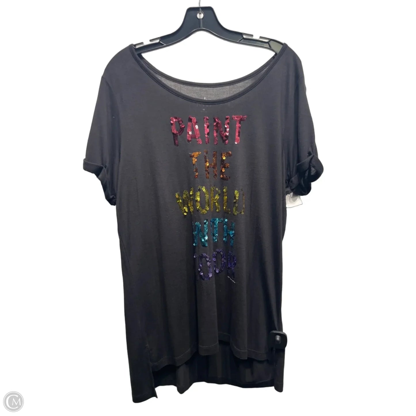 Top Short Sleeve Basic By New York And Co In Black, Size: L
