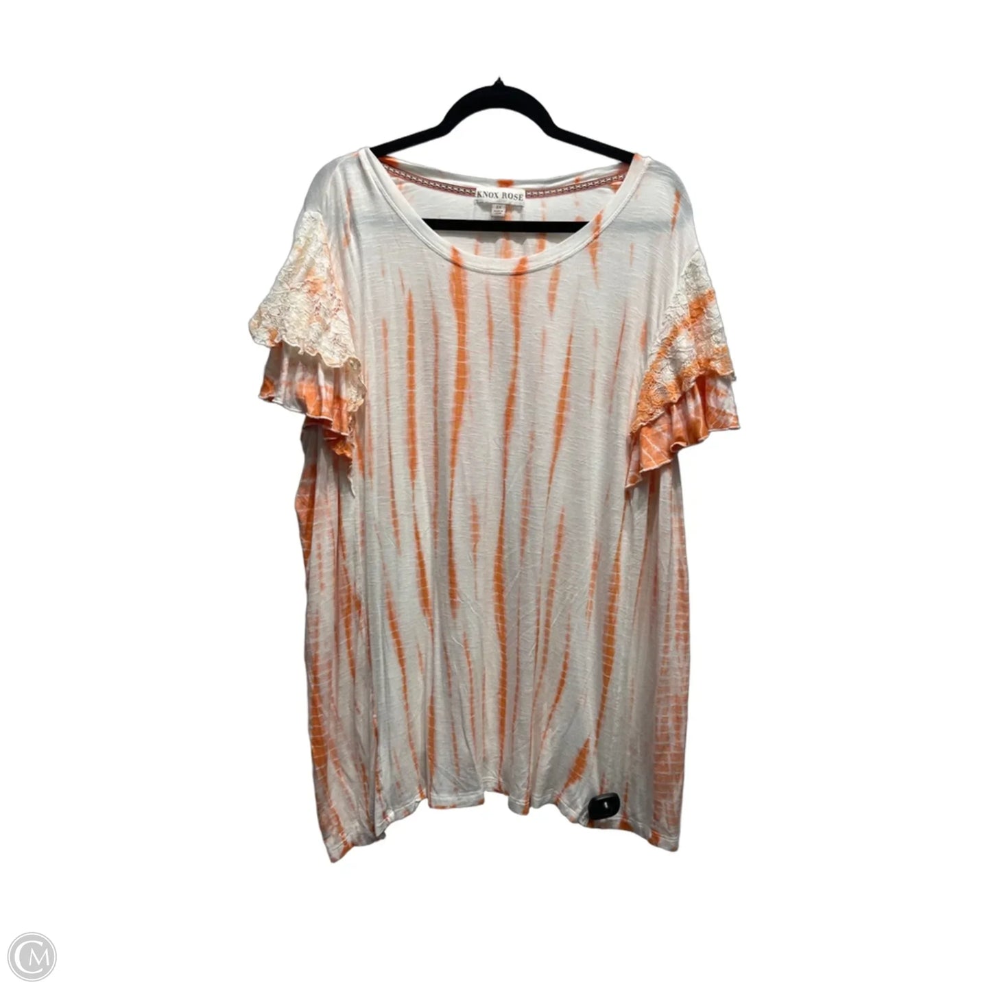 Top Short Sleeve By Knox Rose In Orange & White, Size: 3x