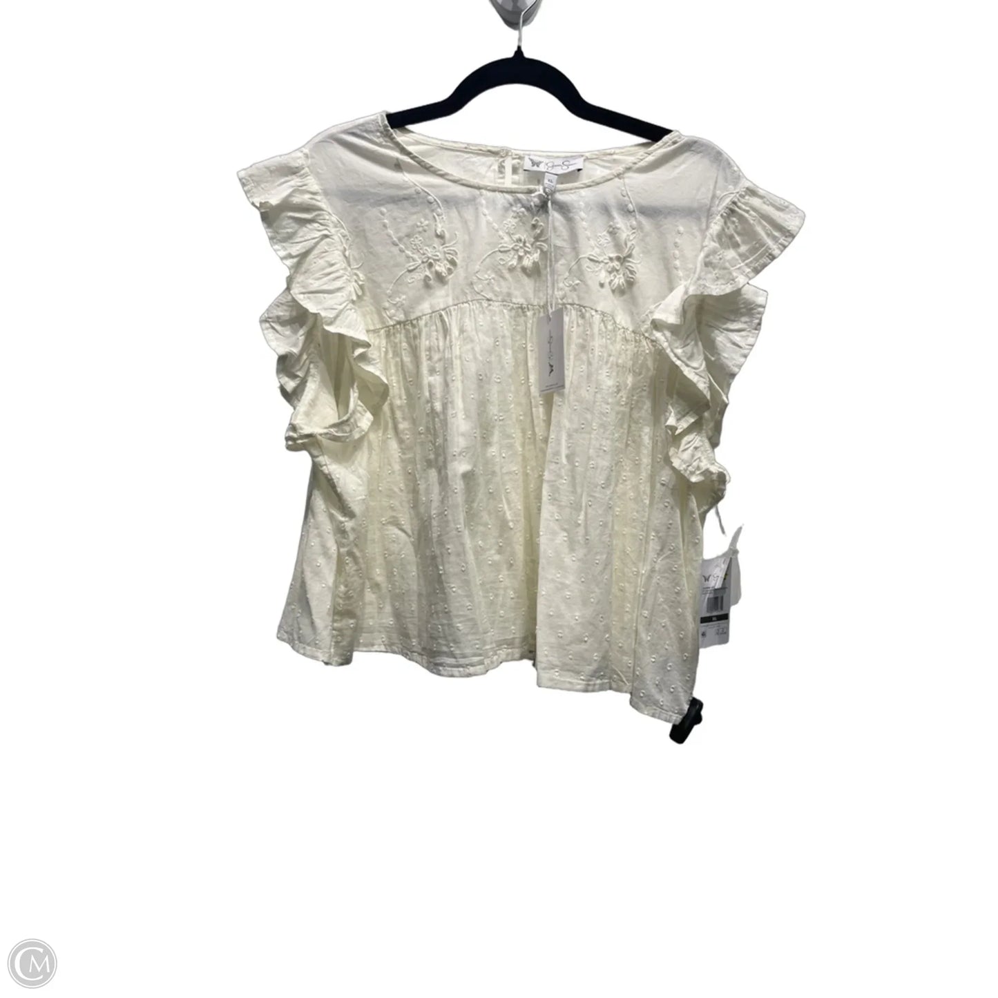 Top Short Sleeve By Jessica Simpson In Cream, Size: Xl