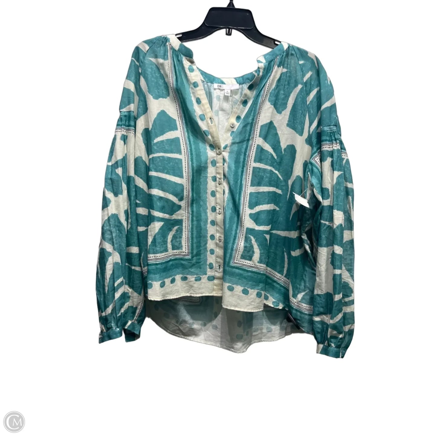 Top Long Sleeve By Dr2 In Cream & Green, Size: Xl