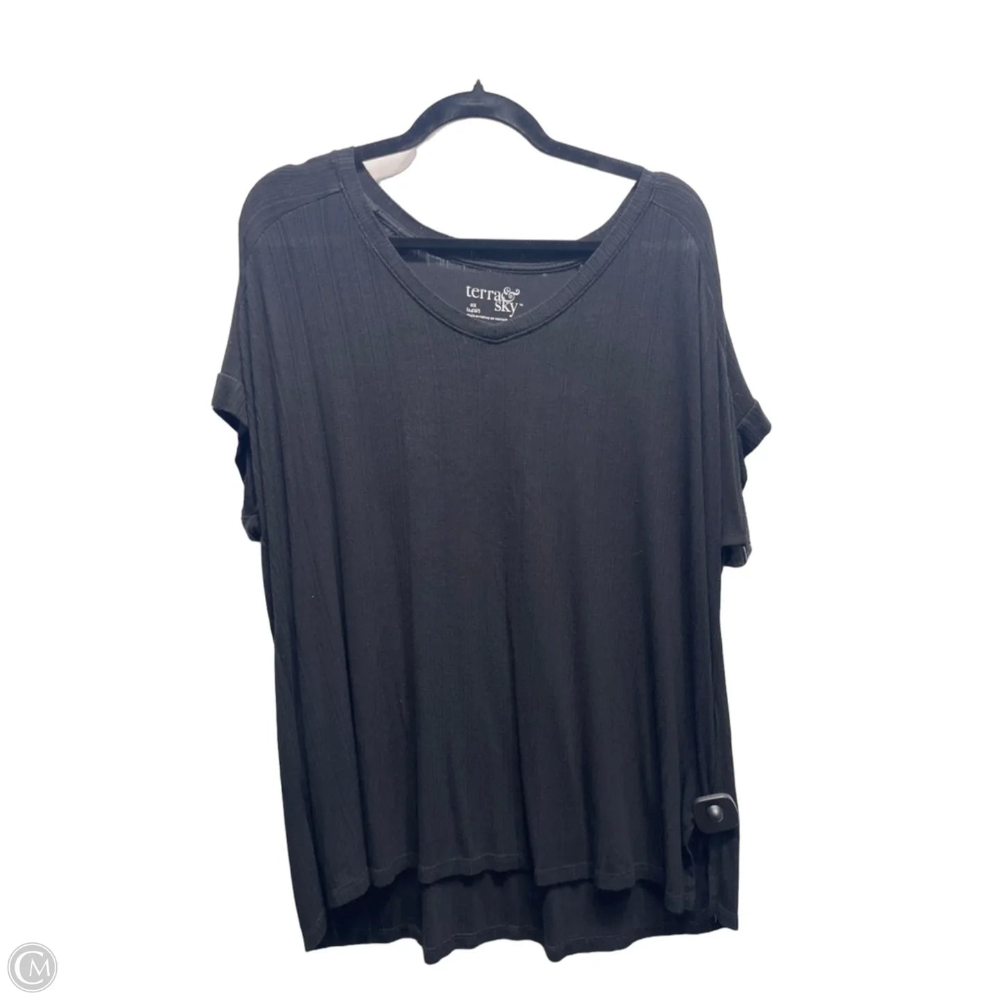 Top Short Sleeve By Terra & Sky In Black, Size: 14