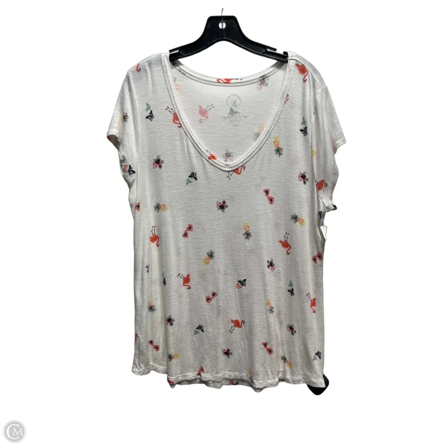 Top Short Sleeve By Maurices In Orange & White, Size: L