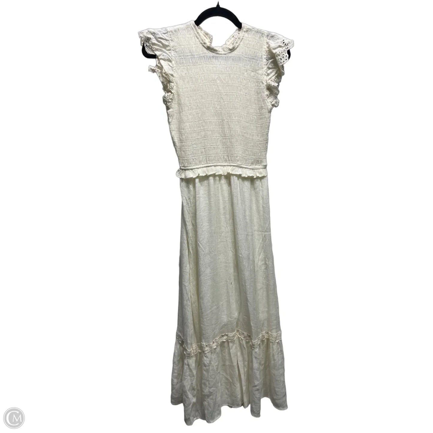 Dress Casual Midi By By The River In Cream, Size: M
