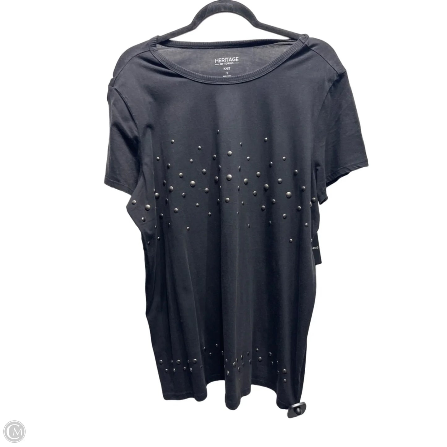 Top Short Sleeve By Torrid In Black & Silver, Size: 1x