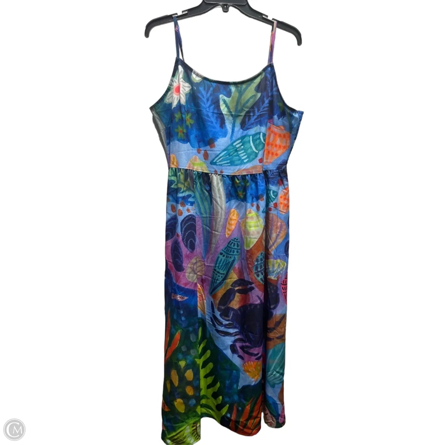 Dress Casual Midi By Clothes Mentor In Blue & Orange, Size: 1x
