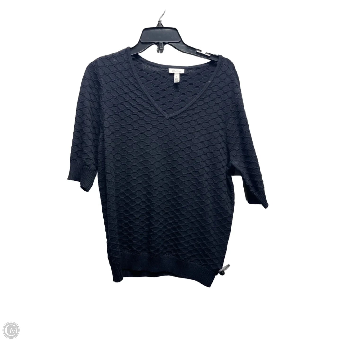 Top Short Sleeve By Ella Moss In Black, Size: L