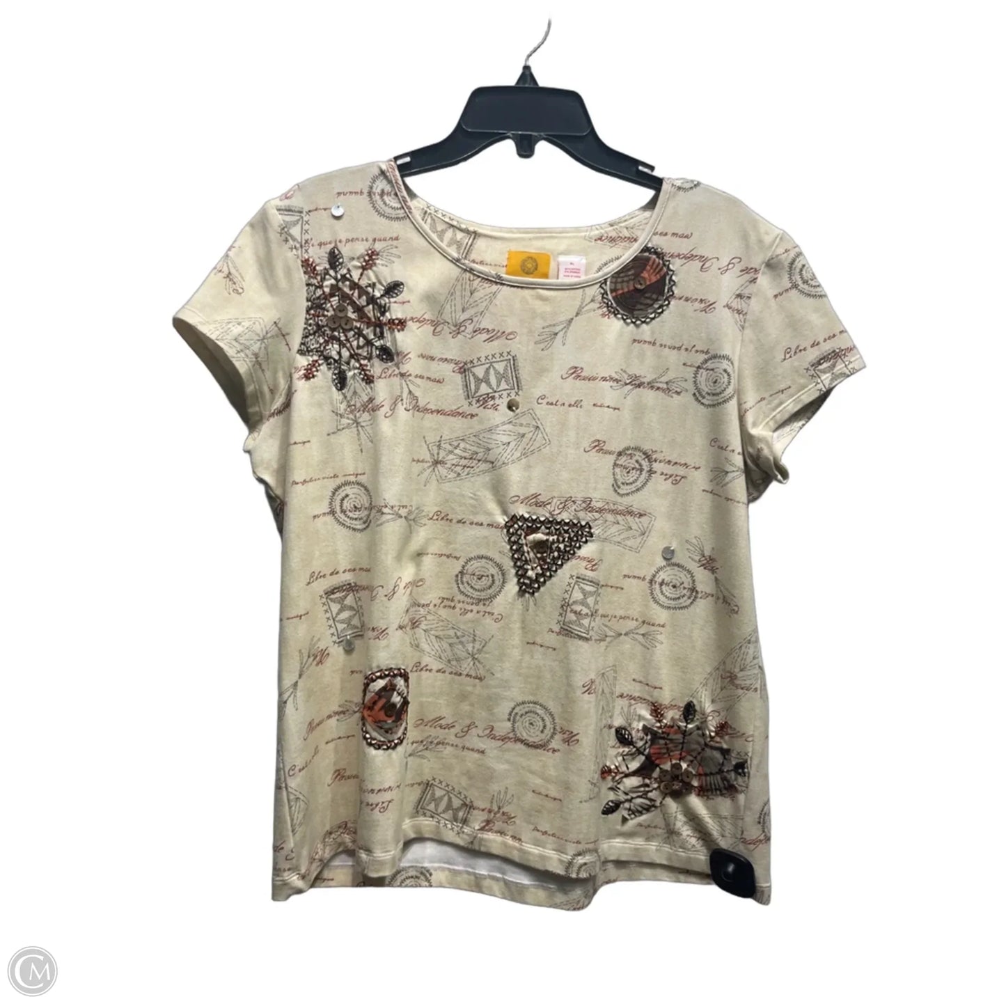 Top Short Sleeve By Ruby Rd In Brown & Cream, Size: Xl