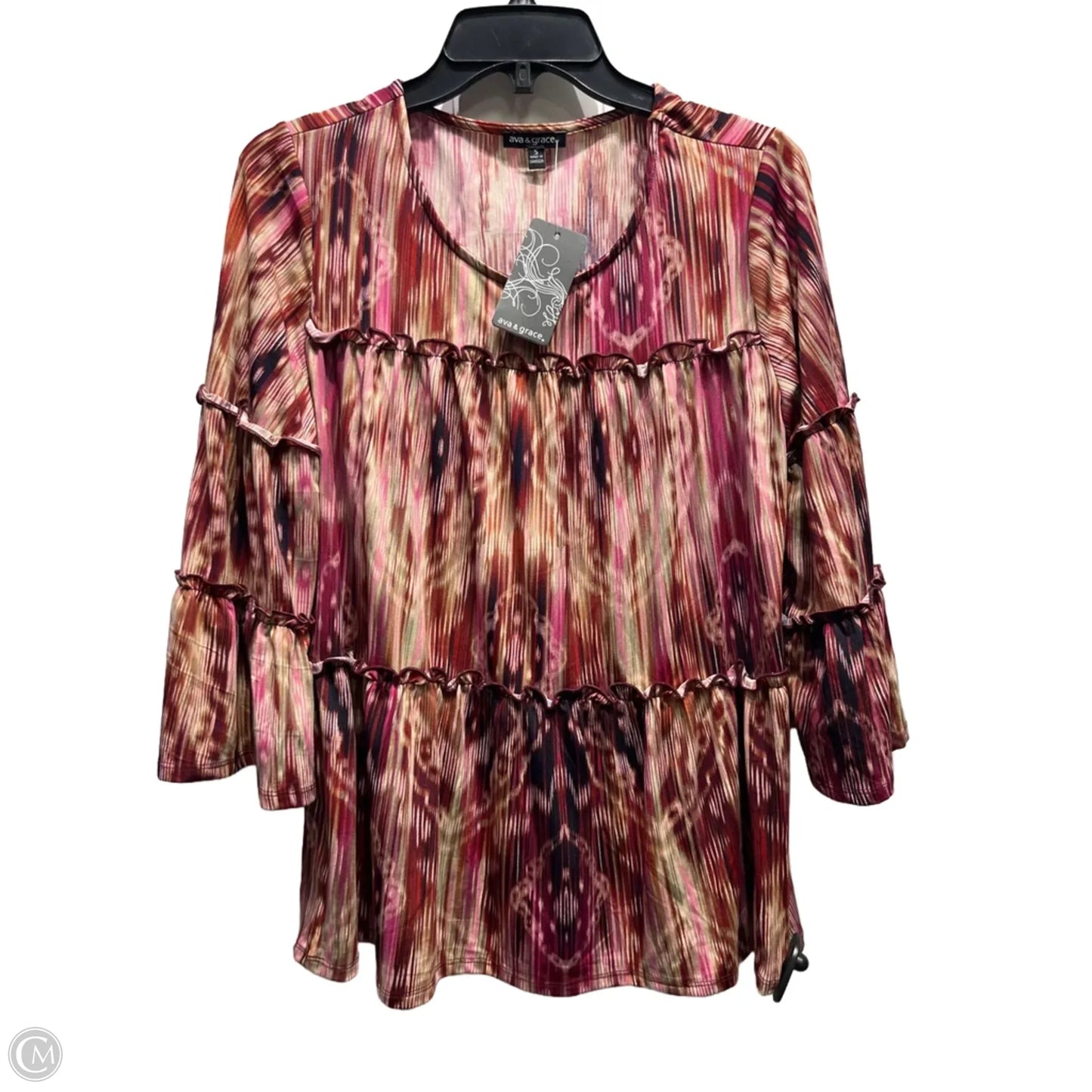 Top Long Sleeve By ava and grace In Orange & Pink, Size: S