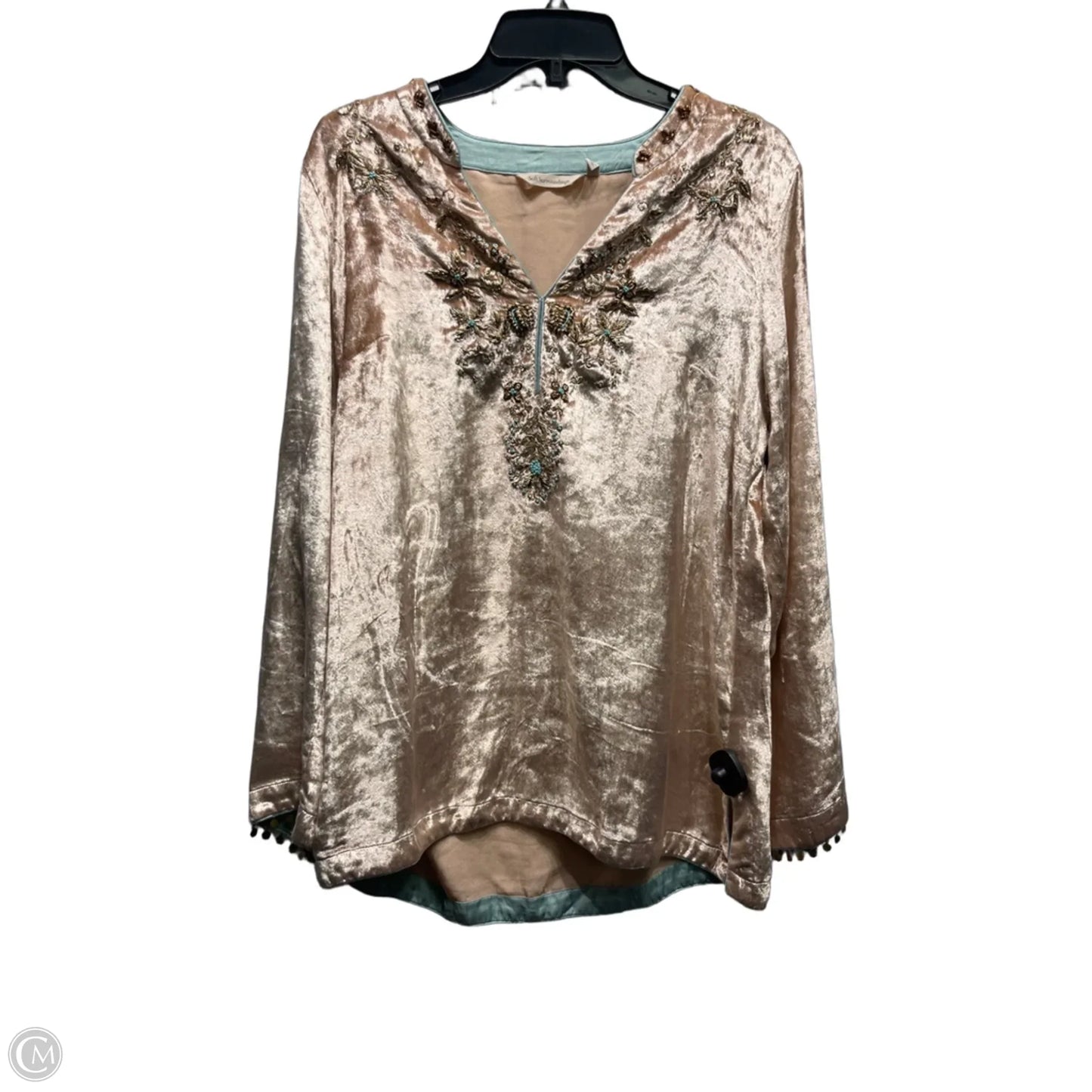 Blouse Long Sleeve By Soft Surroundings In Peach, Size: M