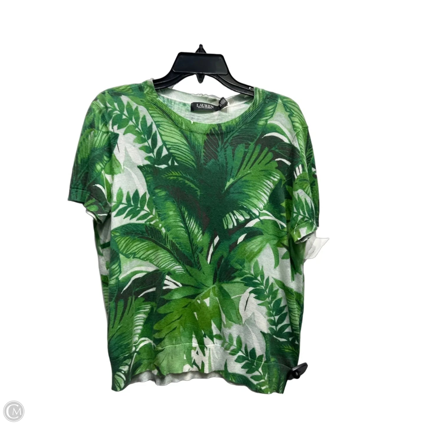 Top Short Sleeve By Lauren By Ralph Lauren In Green & White, Size: Xl