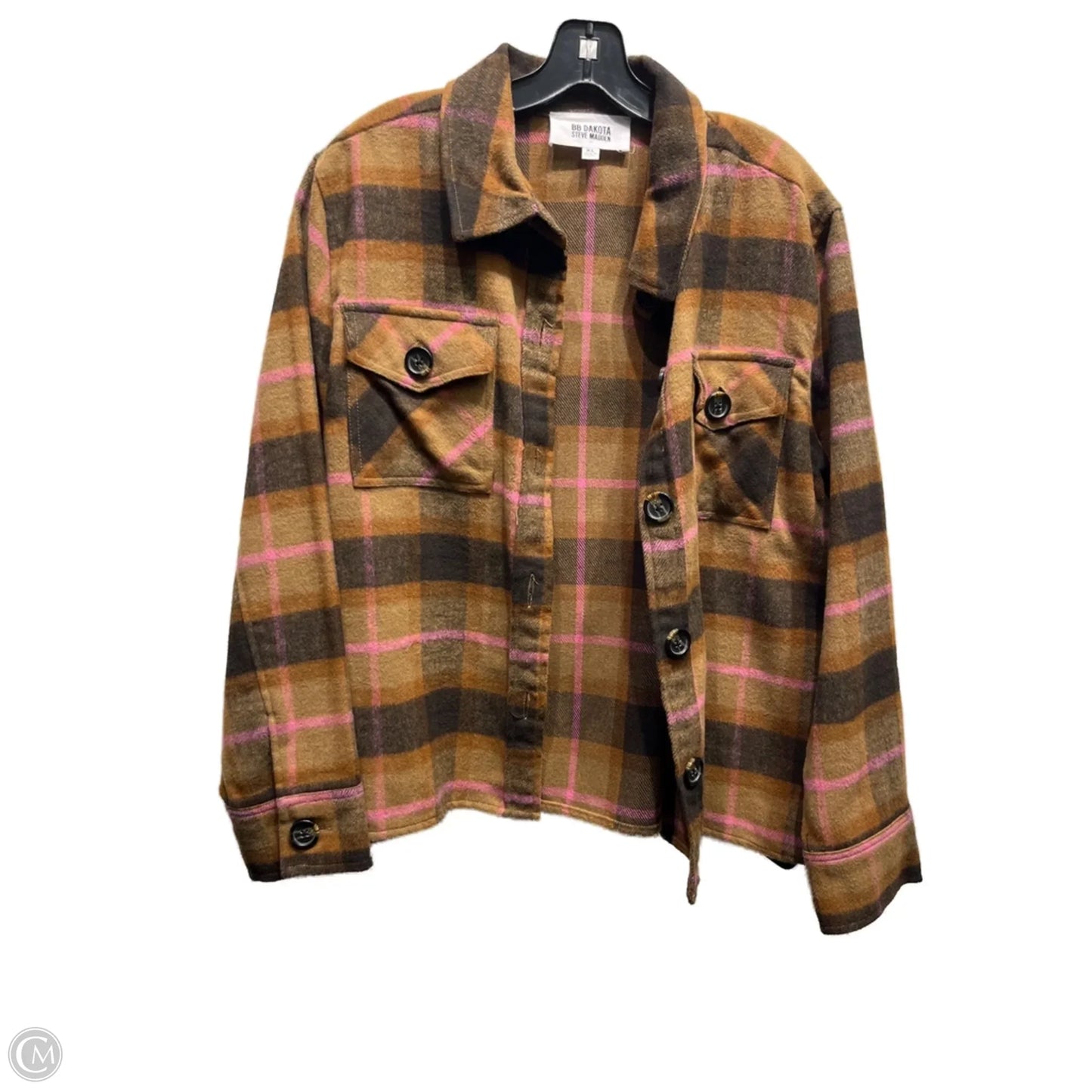 Jacket Shirt By Steve Madden In Pink & Tan, Size: Xl