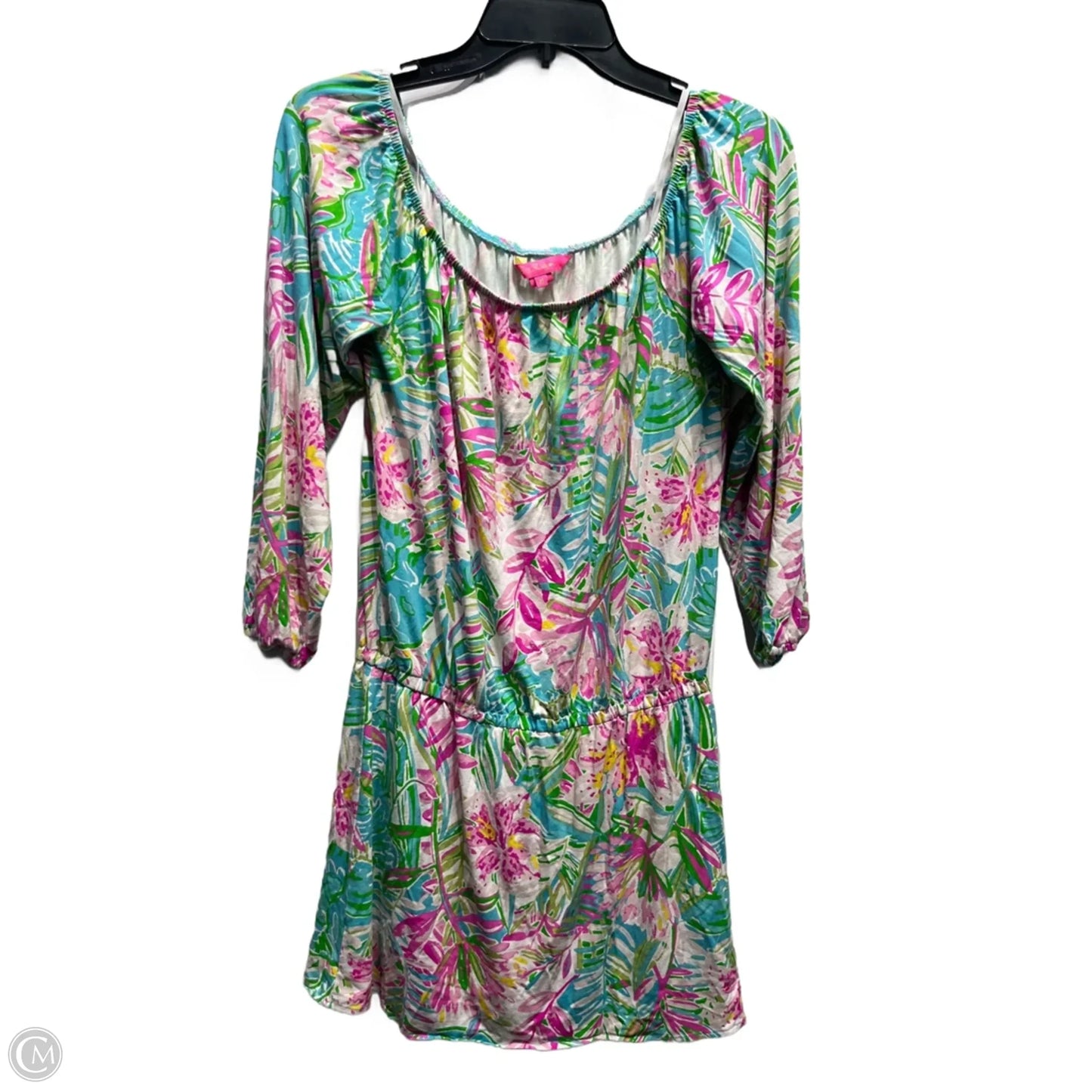 Romper Designer By Lilly Pulitzer In Green & Pink, Size: M