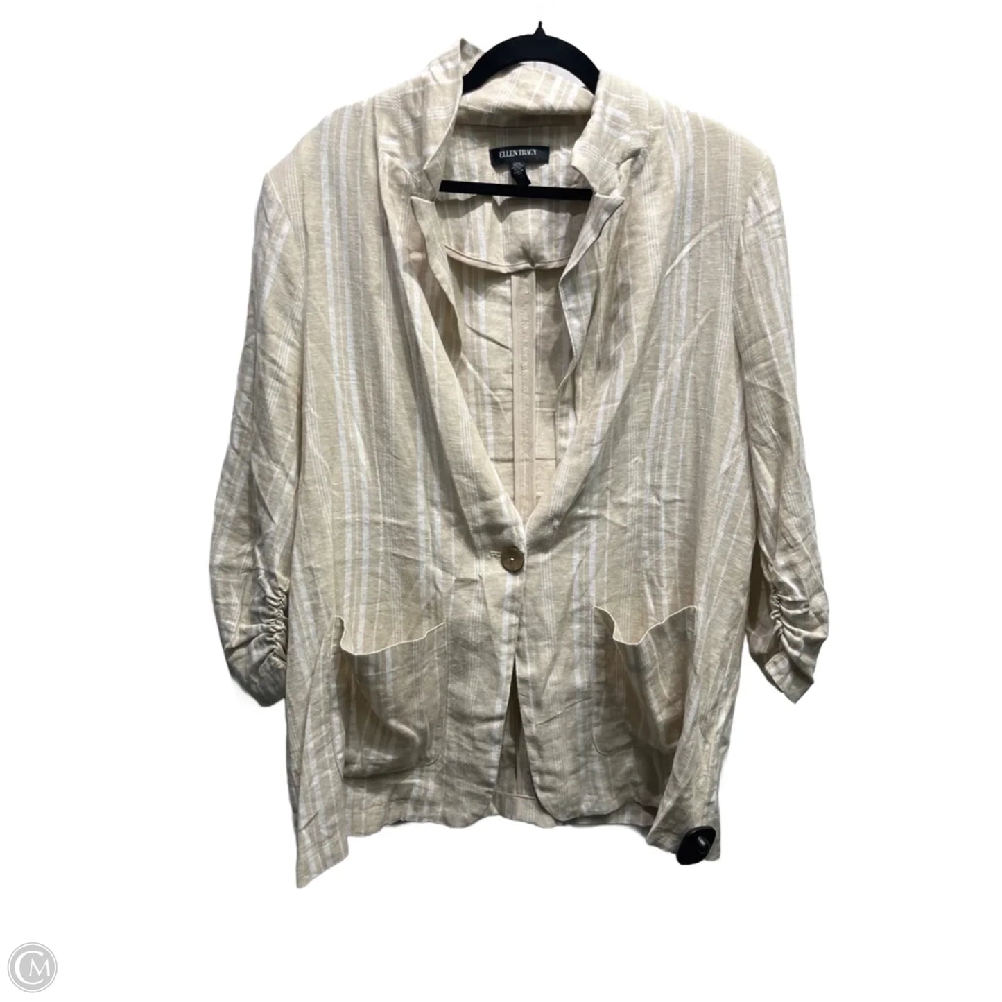 Blazer By Ellen Tracy In Tan & White, Size: Xl
