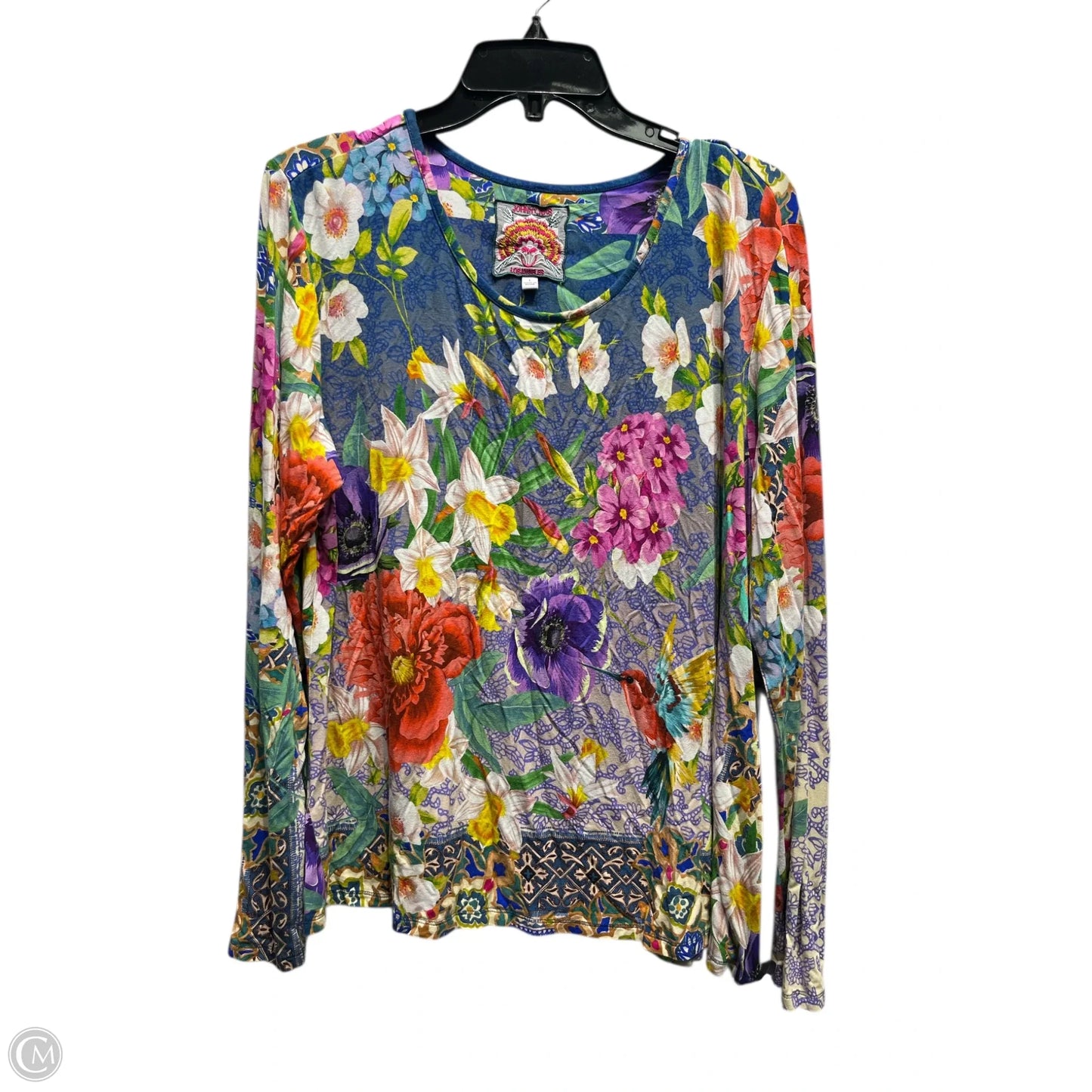 Top Long Sleeve By Johnny Was In Blue & Red, Size: L