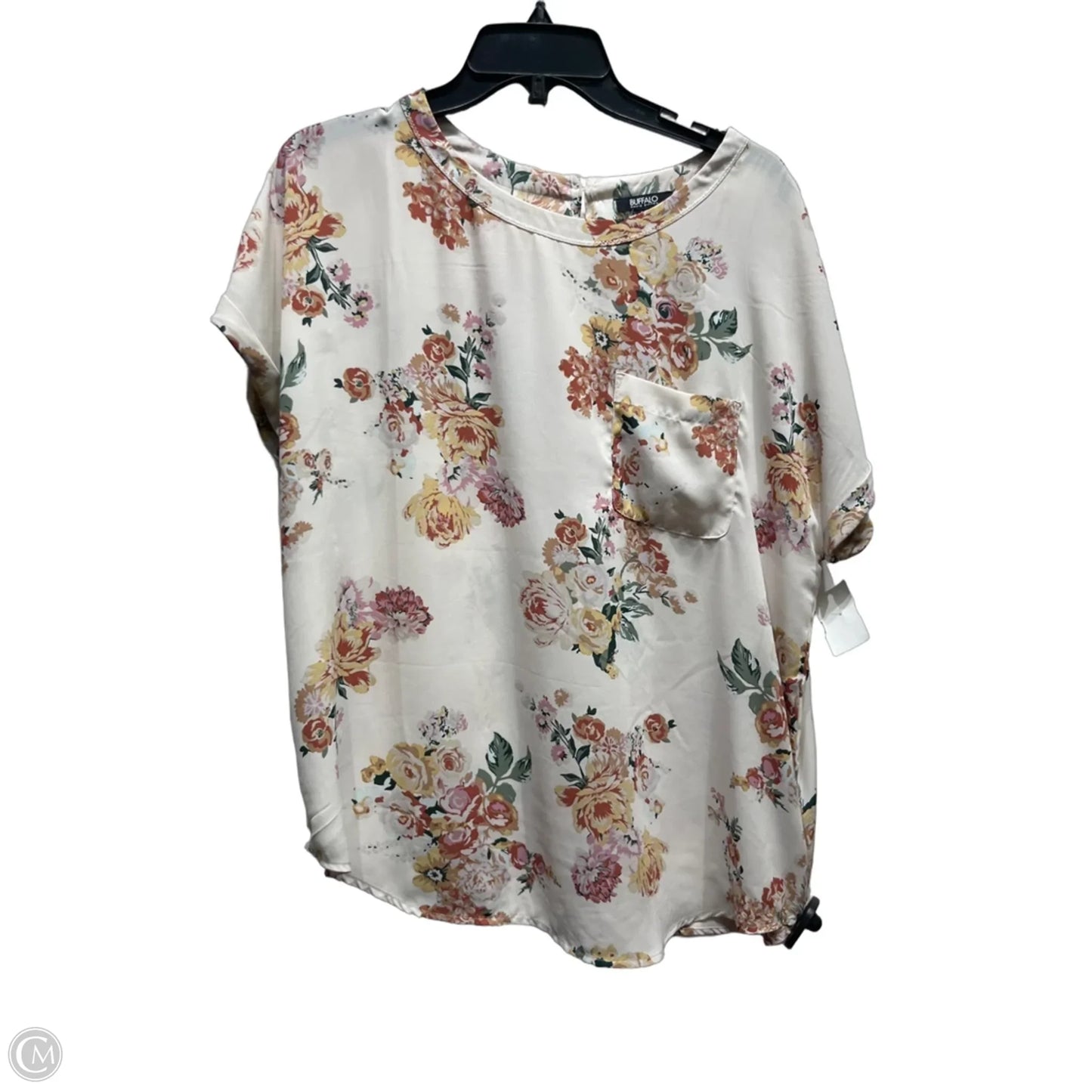 Top Short Sleeve By Buffalo David Bitton In Green & Pink, Size: L