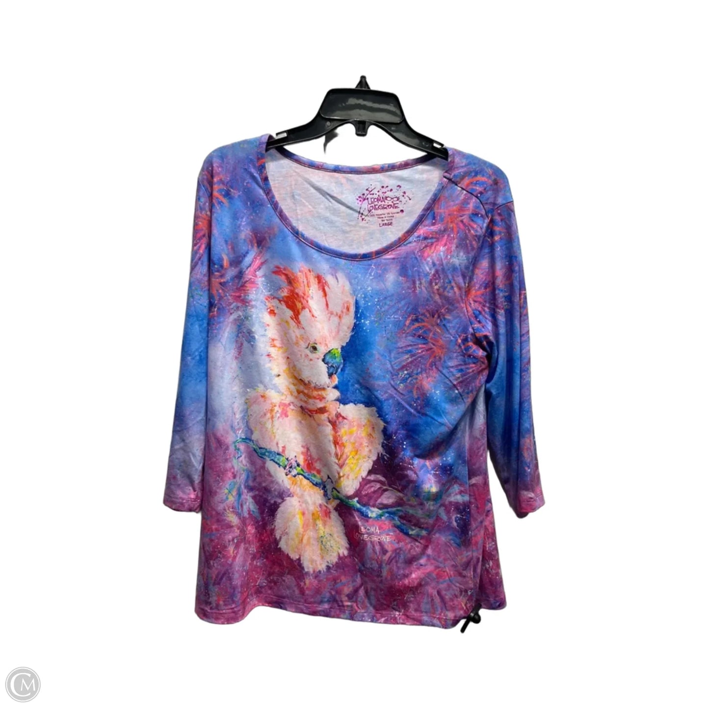Top 3/4 Sleeve By Leoma Lovegrove In Blue & Purple, Size: L
