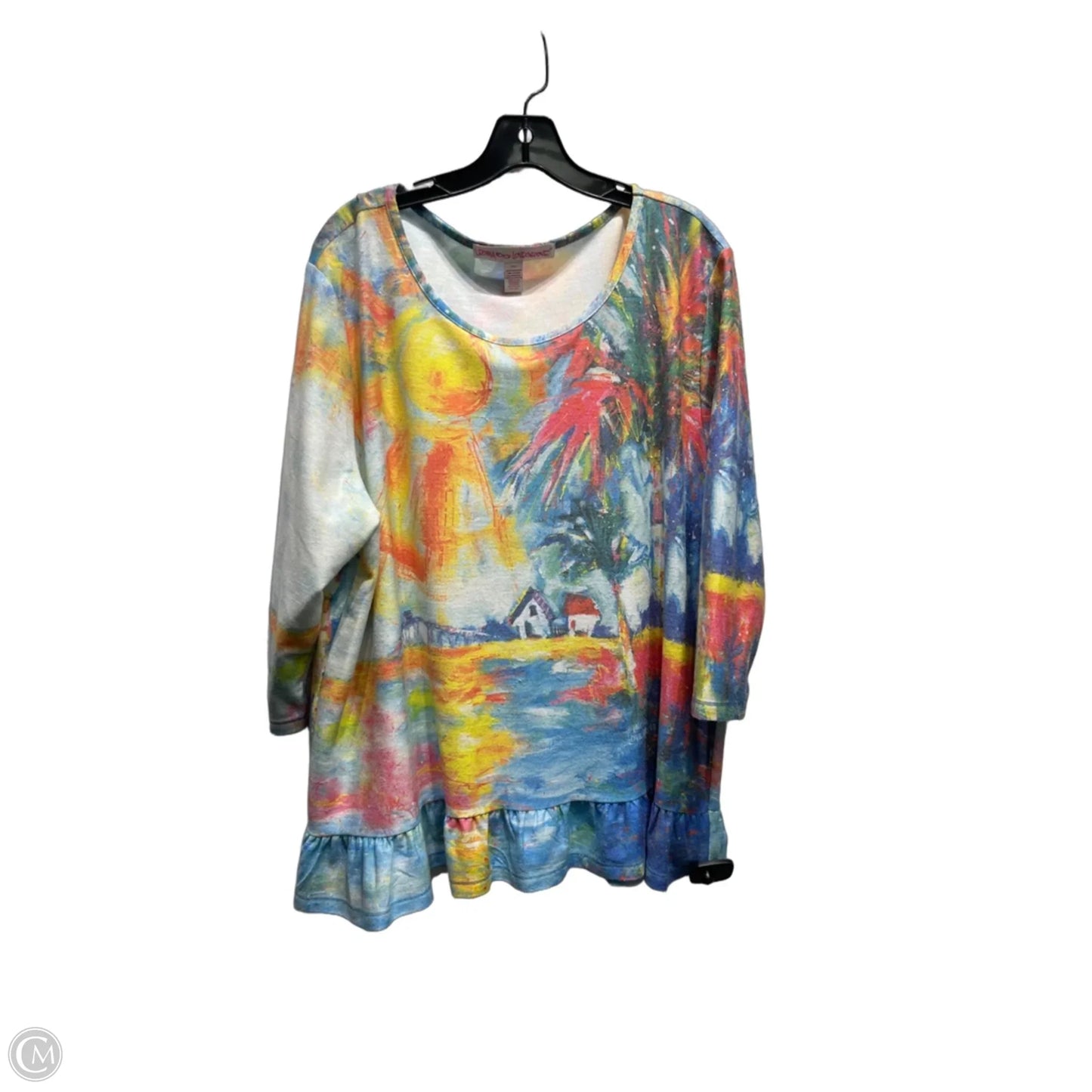 Top Long Sleeve By Leoma Lovegrove In Blue & Red, Size: Xxl