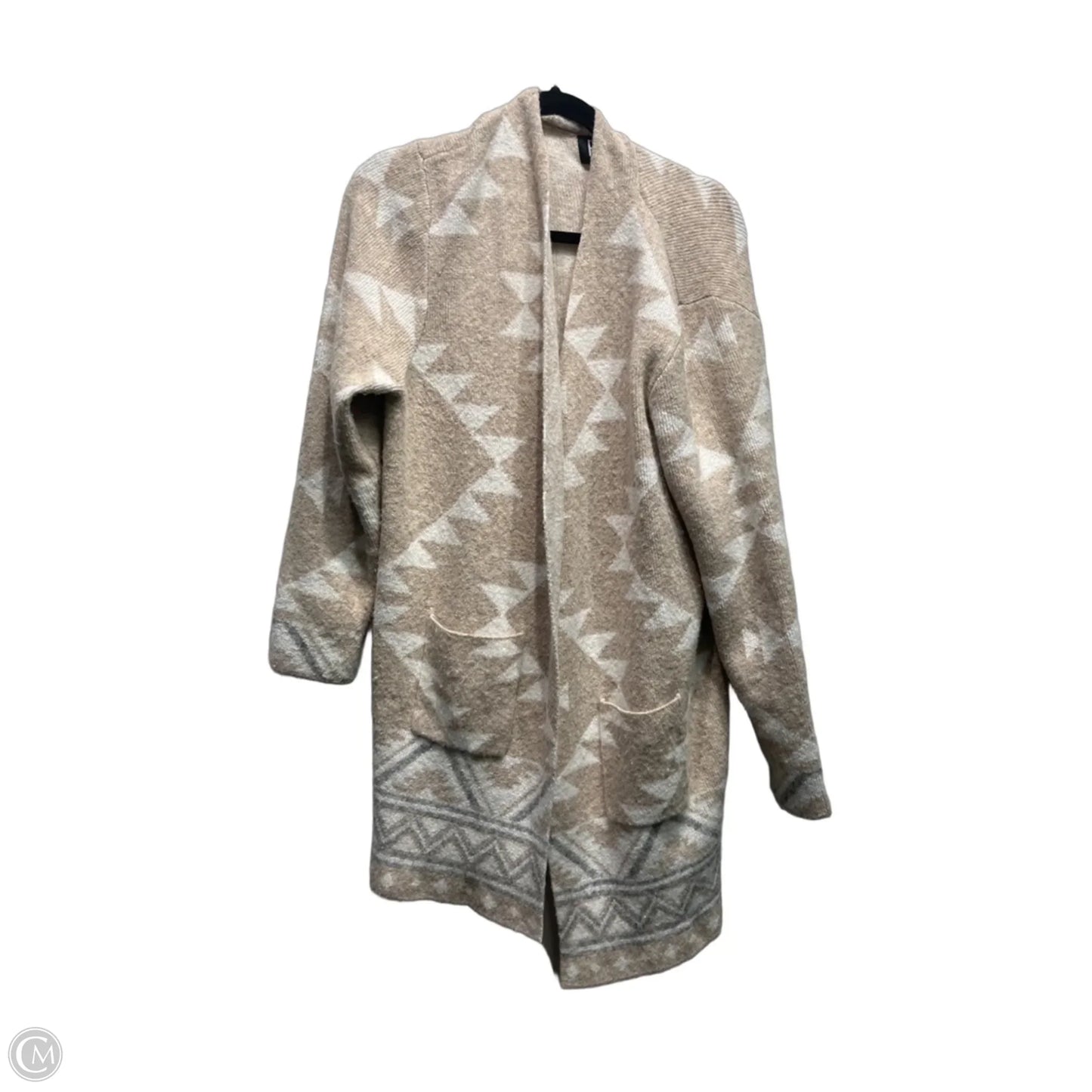 Sweater Cardigan Designer By Frye In Tan & White, Size: Xl