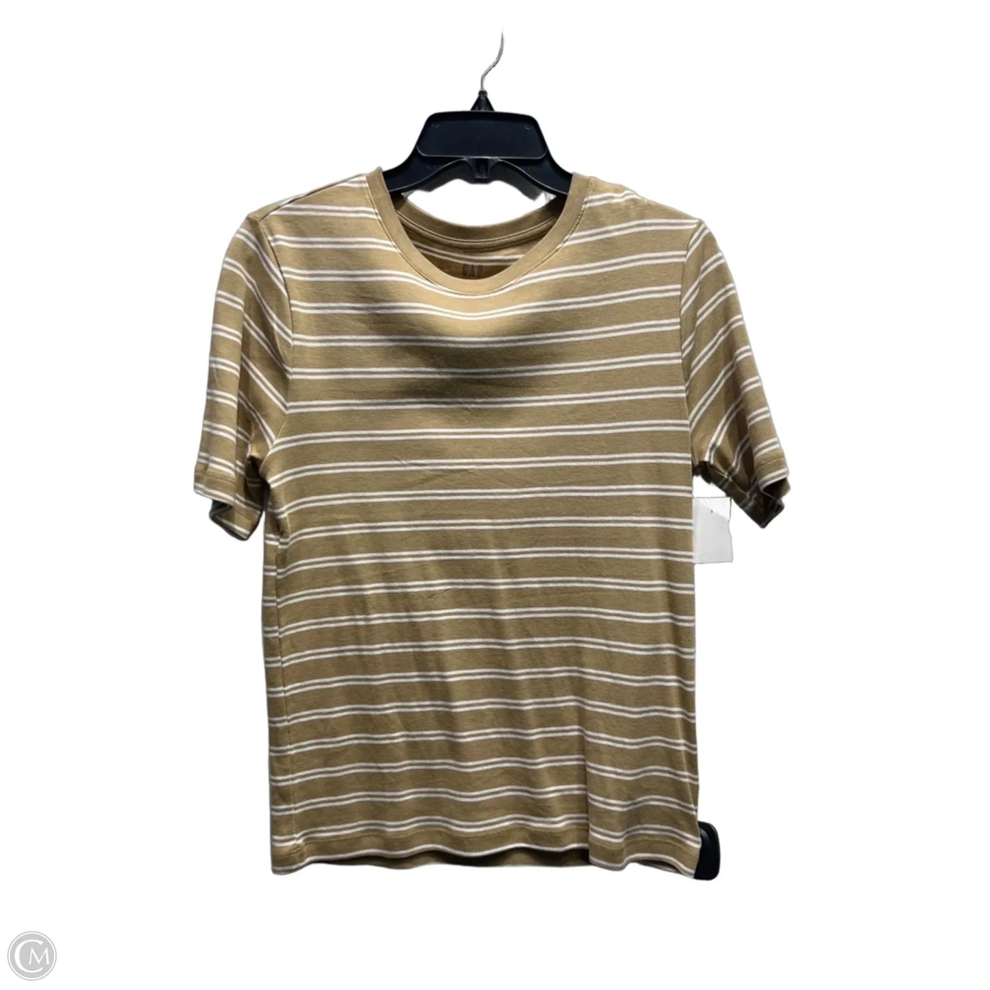 Top Short Sleeve By Gap In Tan & White, Size: L